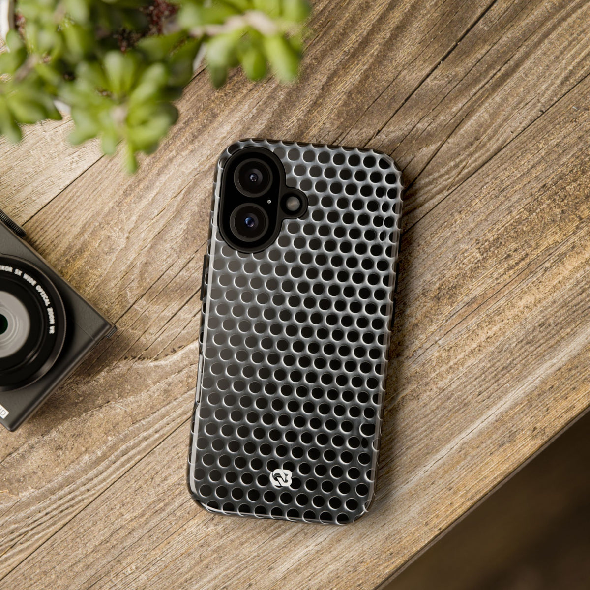 Brushed Perforated Steel · Tough Phone Case for iPhone · Silver