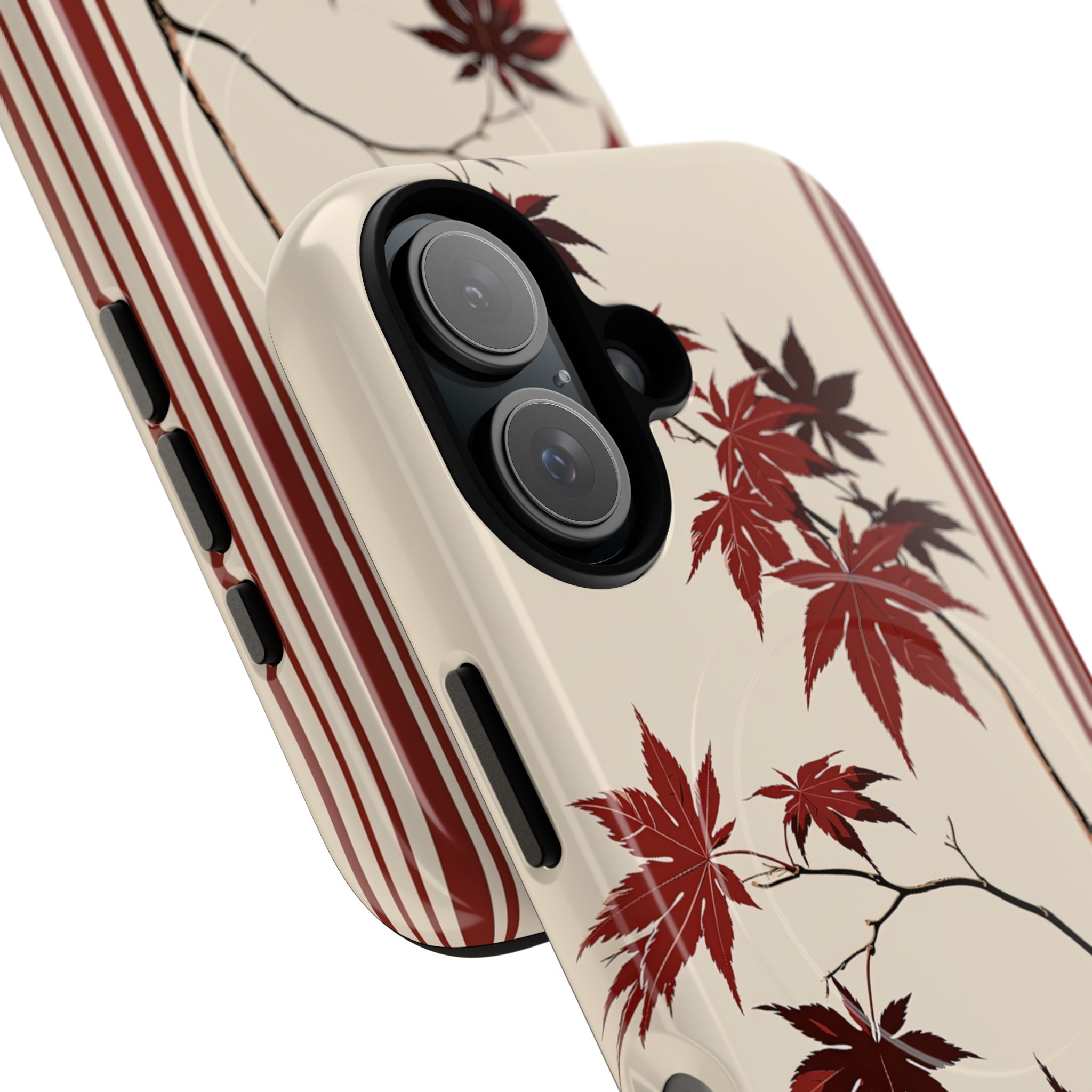 Red Tough 2.0 Magsafe Phone Case for iPhone - Crimson Momiji Stripe