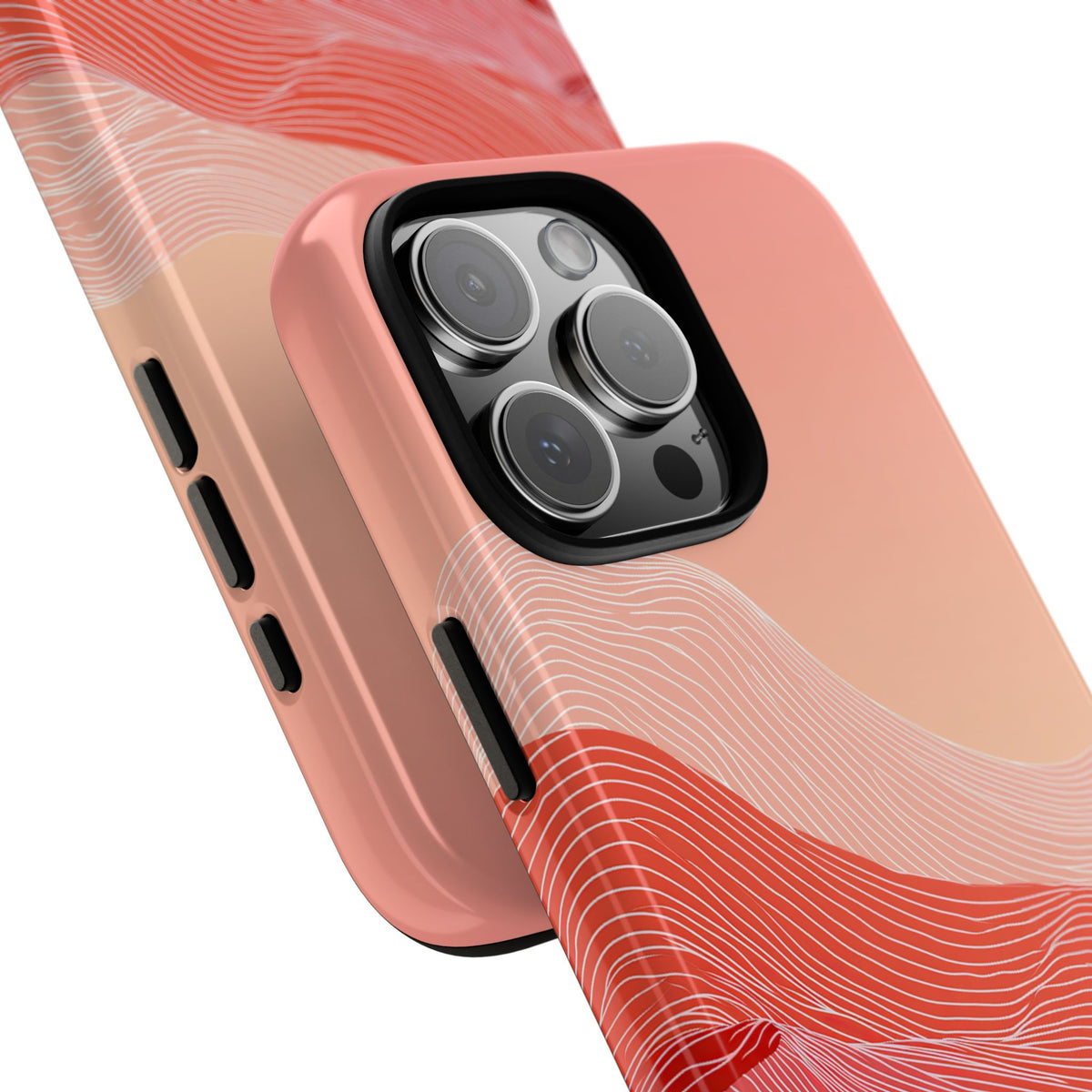 Red Tough Phone Case for iPhone - Crimson Ridge Contour