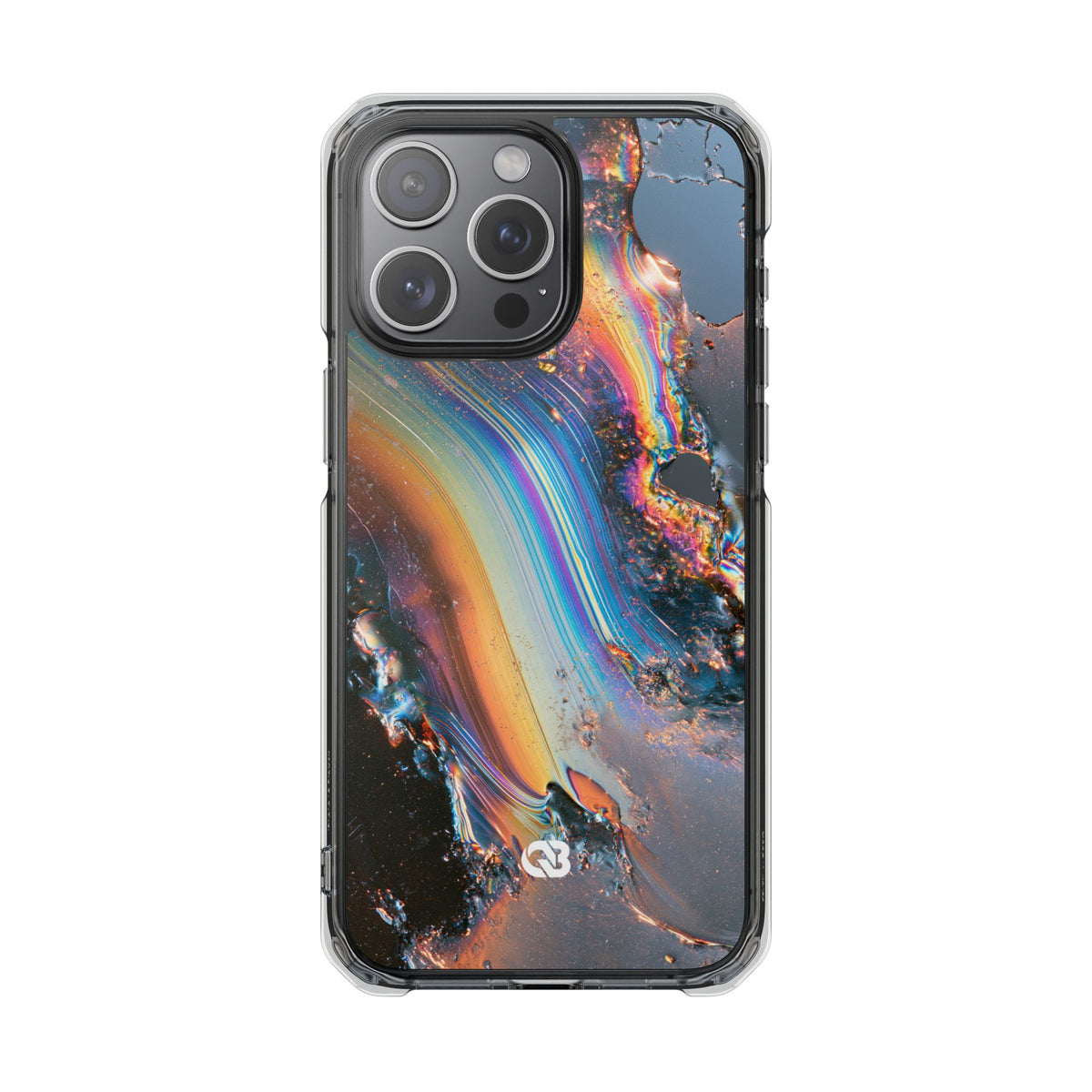 Prismatic Aura Flow · Clear Impact Magnetic Phone Case for iPhone · Blue