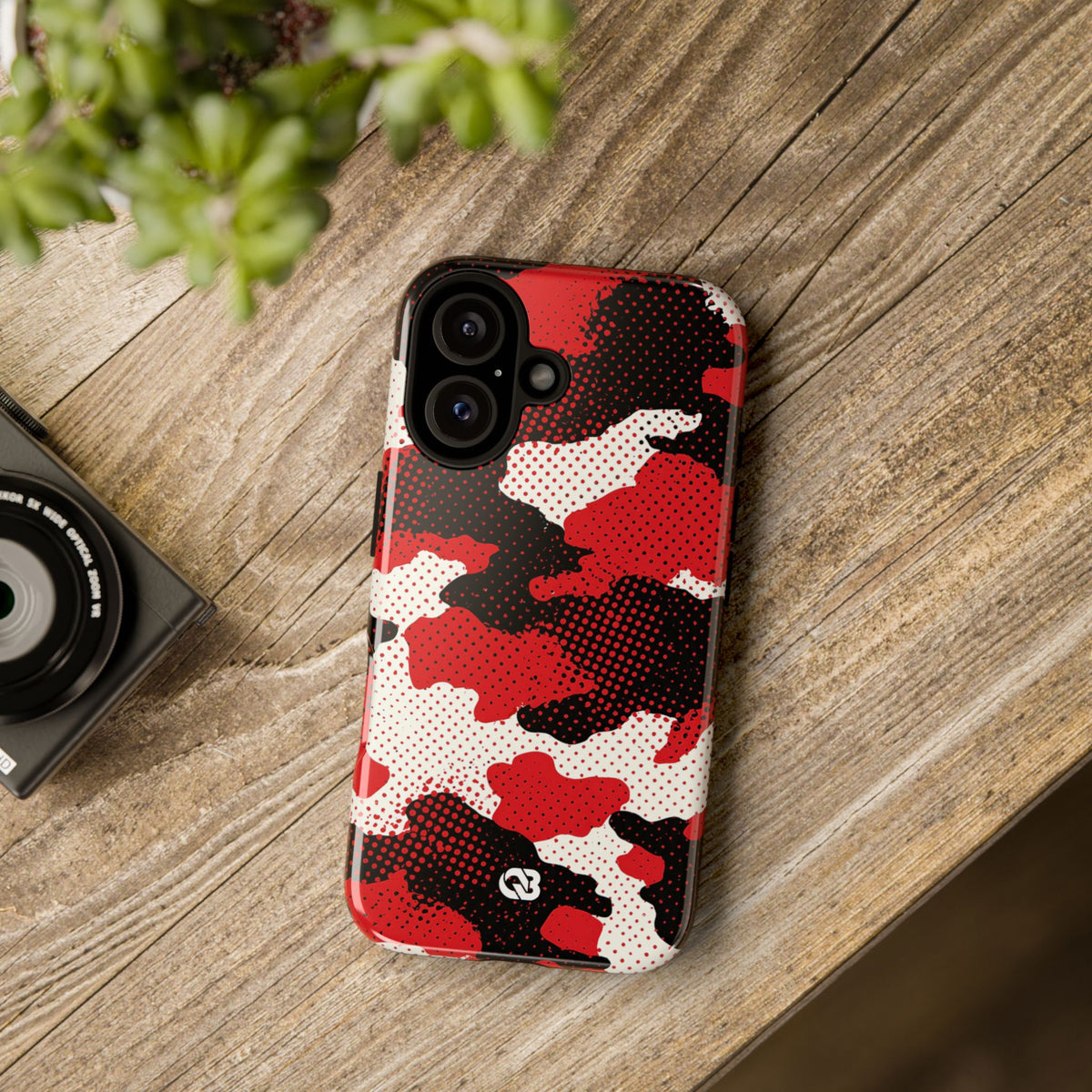 Crimson Halftone Camo · Tough Phone Case for iPhone · Red