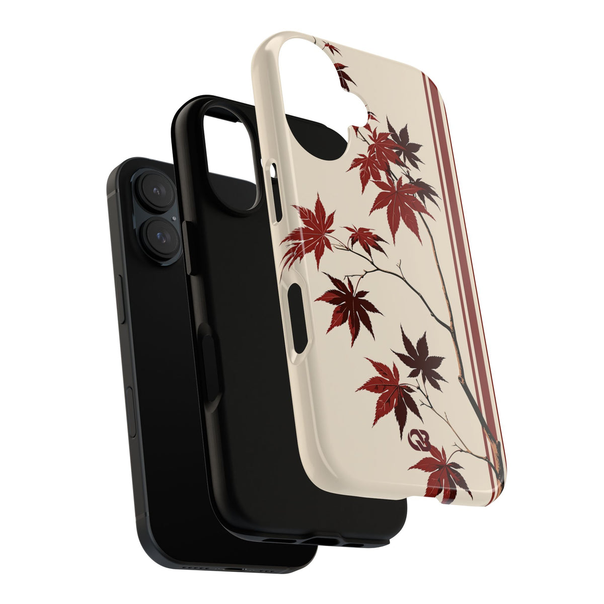 Red Tough Phone Case for iPhone - Crimson Momiji Stripe