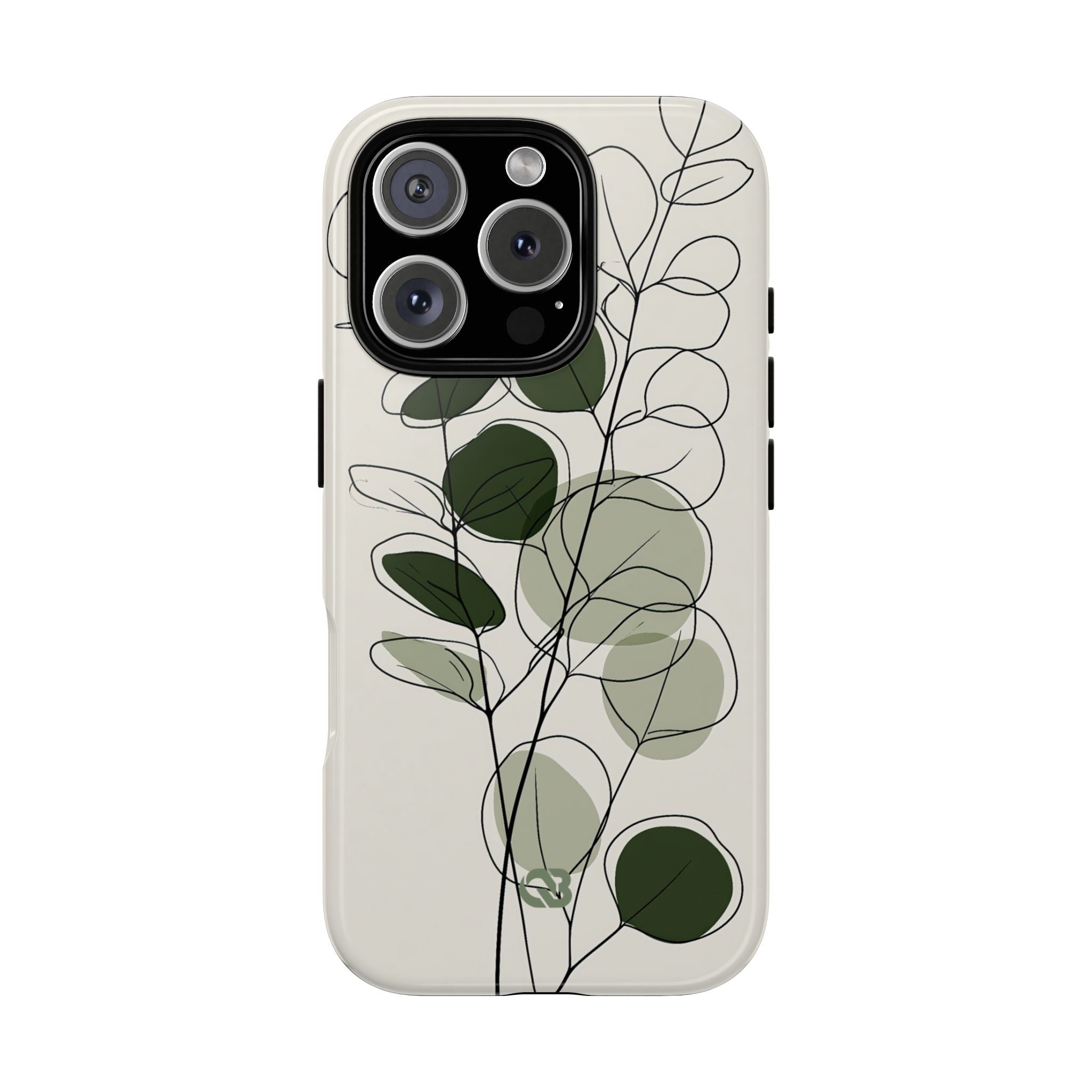 Green Tough Phone Case for iPhone - Muted Eucalyptus Sketch