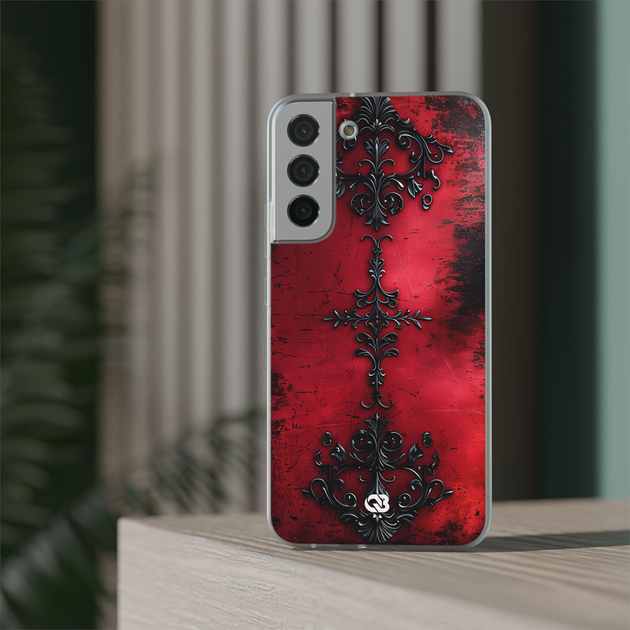 Crimson Gothic Filigree · Soft Phone Case for Samsung
