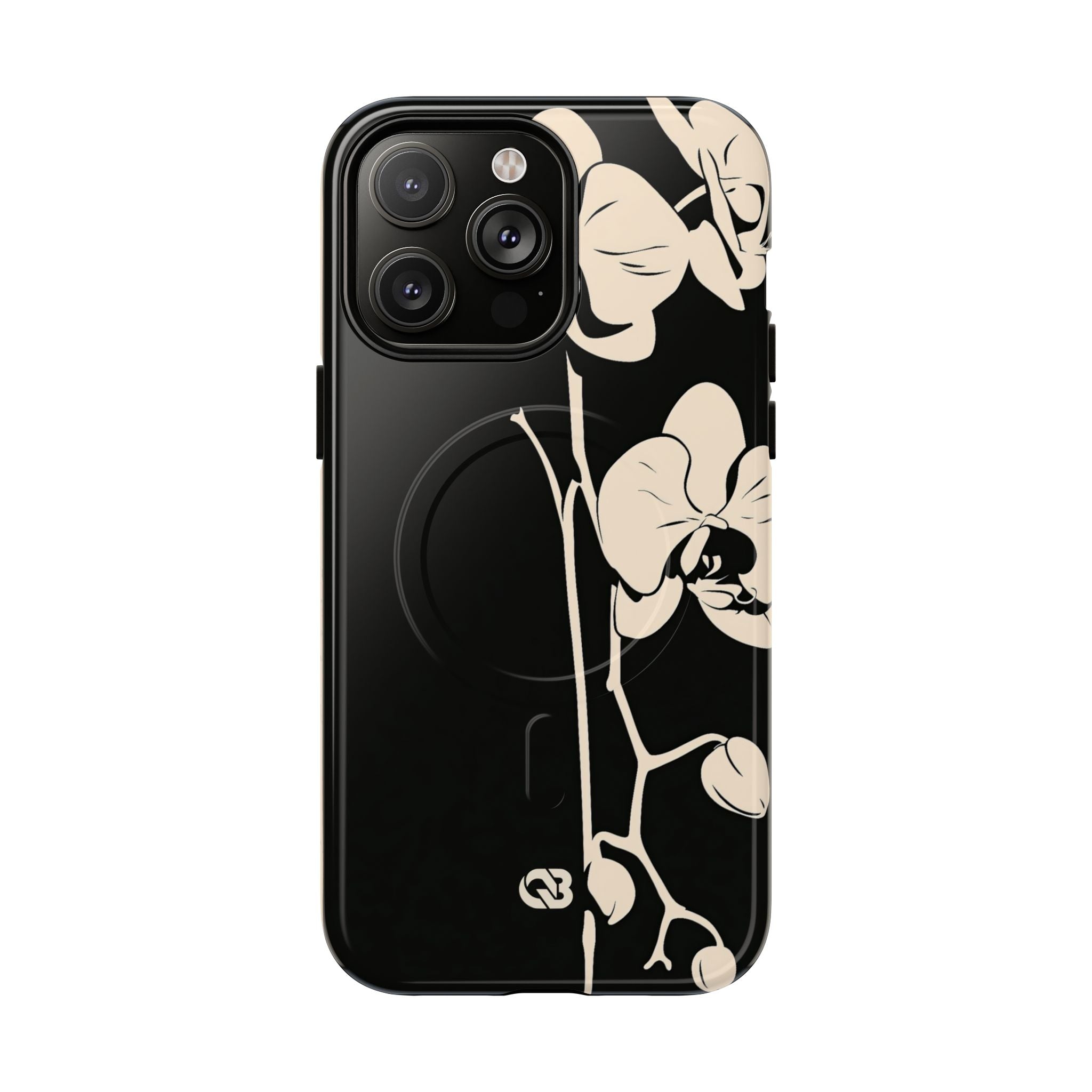 Black Tough 2.0 Magsafe Phone Case for iPhone - Obsidian Bone Orchid