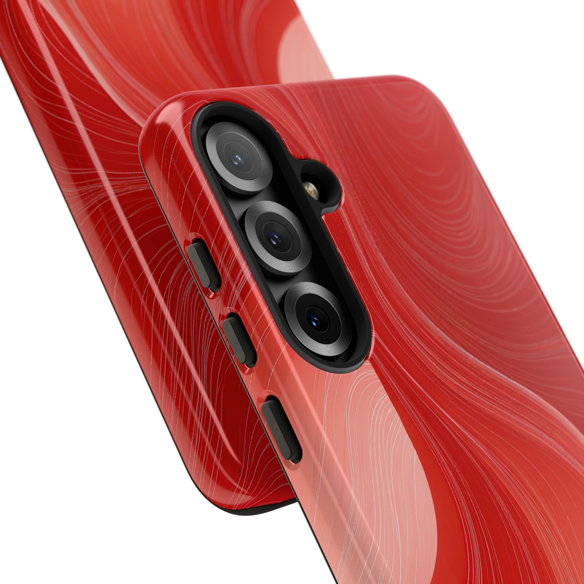 Red Tough Phone Case for Samsung - Crimson Silk Strands