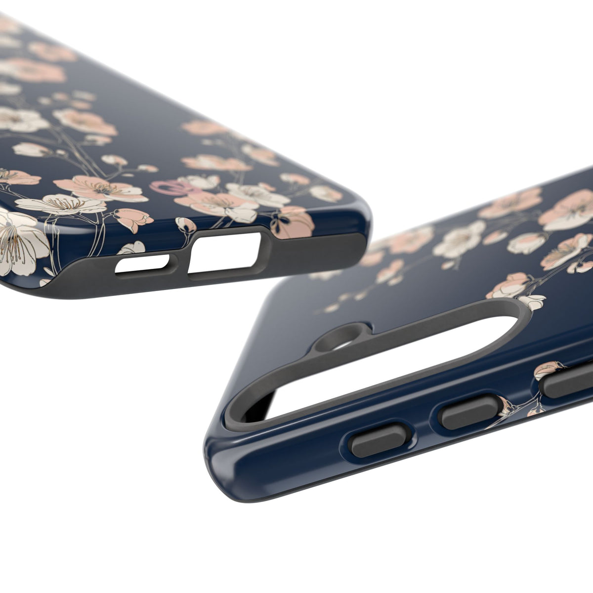 Blue Tough Phone Case for Samsung - Midnight Peach Sakura