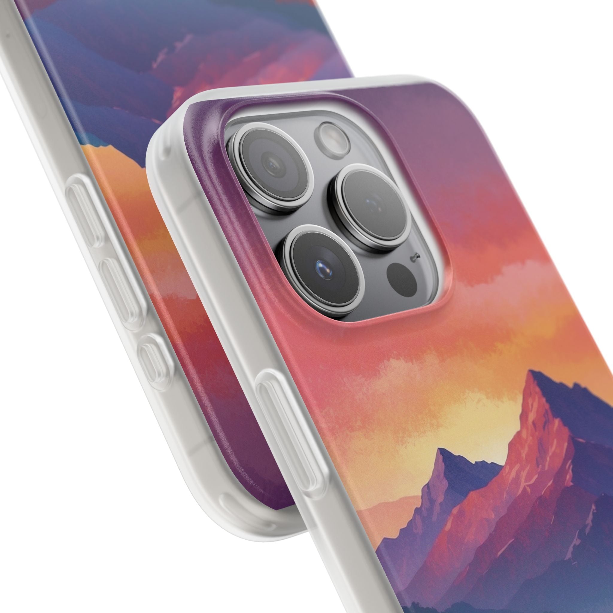 Crimson Mountain Dusk · Soft Custodia per iPhone