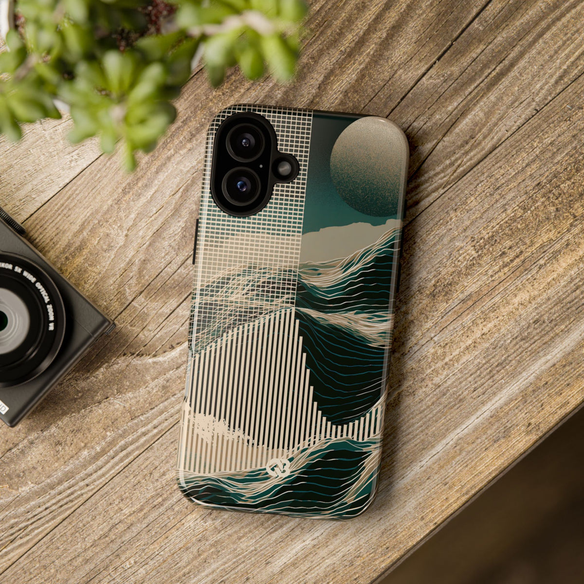Green Tough Phone Case for iPhone - Lunar Moss Topography