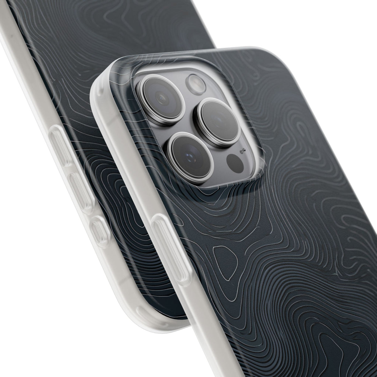 Black Lite Phone Case for iPhone - Obsidian Ridge Topo
