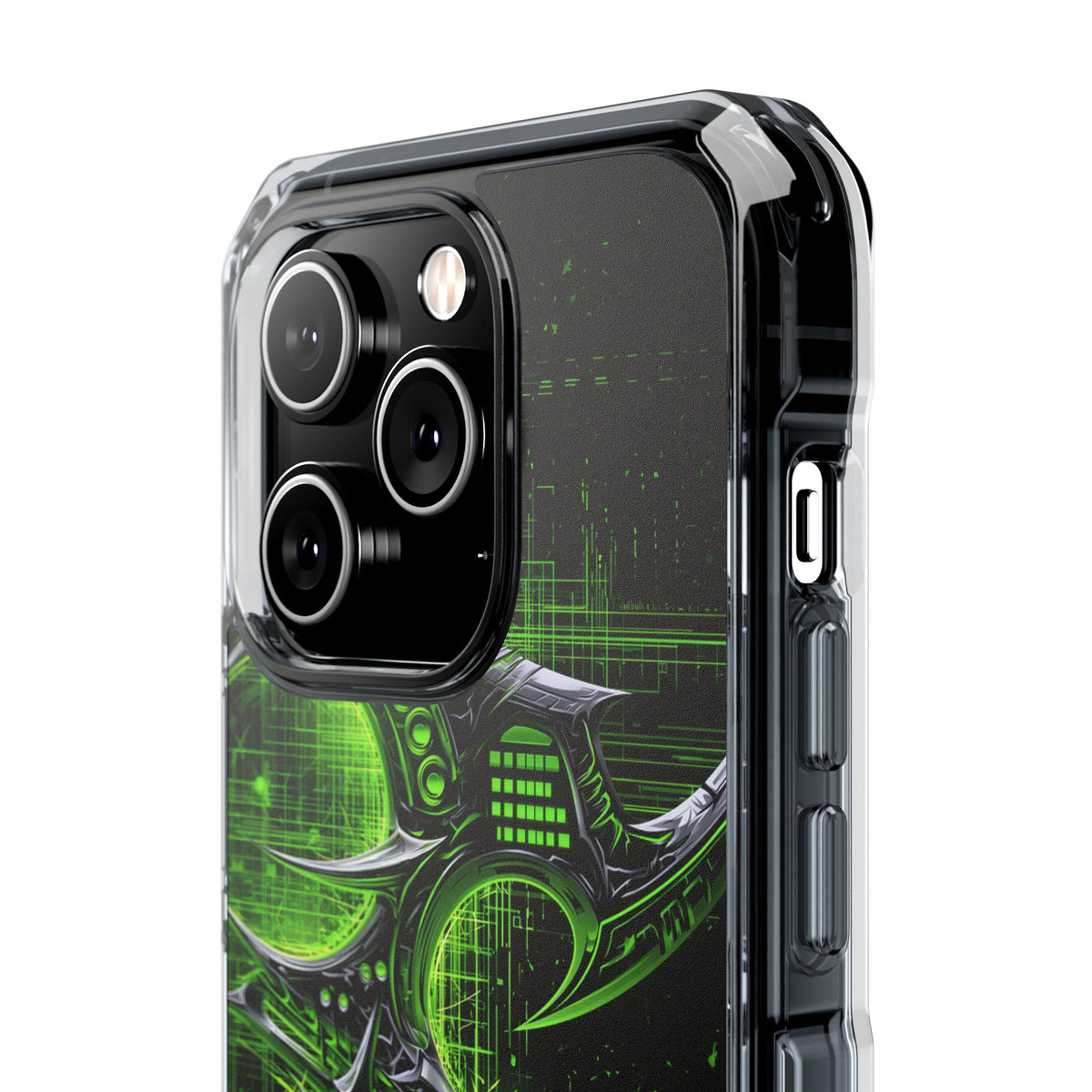 Cyber Sigil Grid · Clear Impact Magnetic Phone Case for iPhone · Green