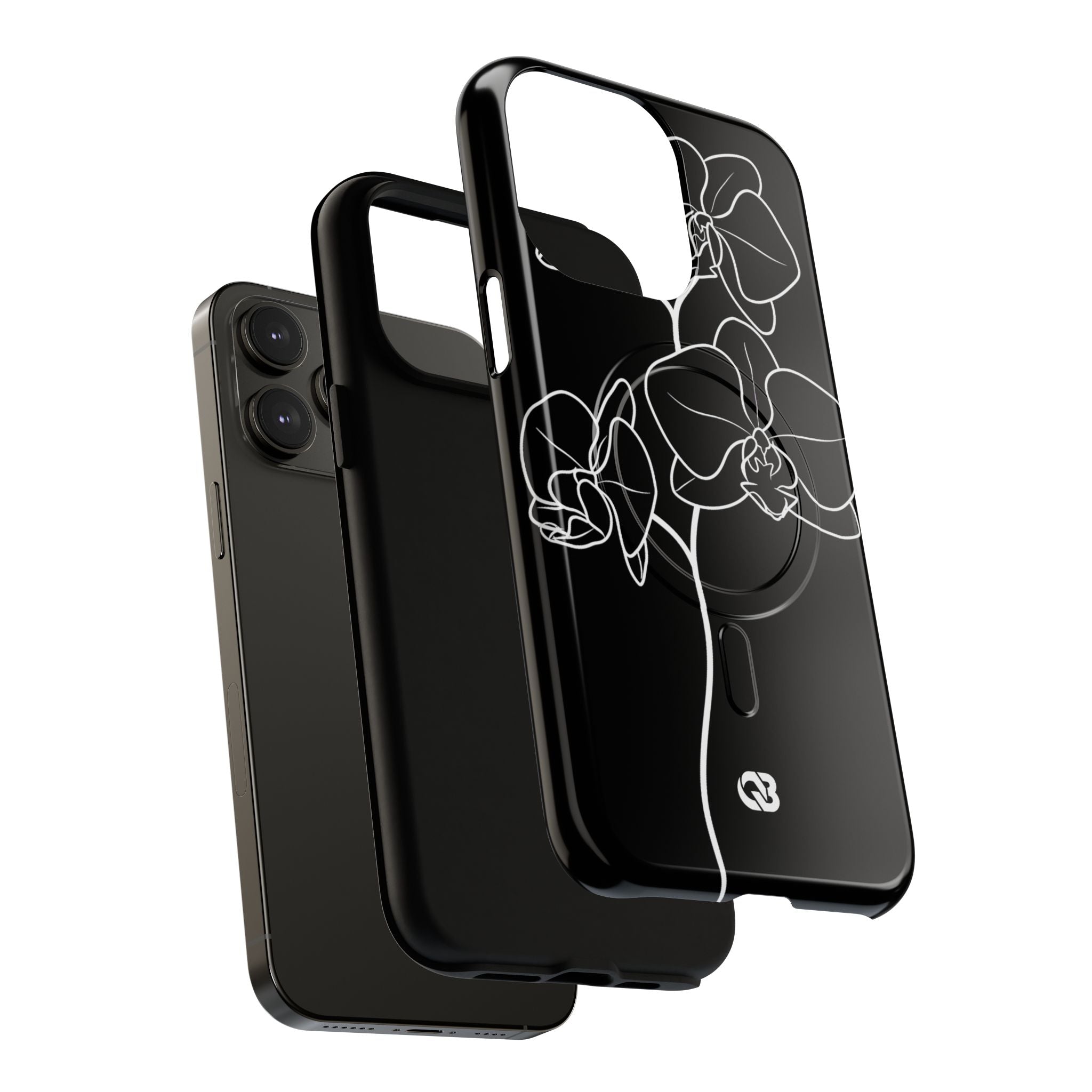 Black Tough 2.0 Magsafe Phone Case for iPhone - Noir Alabaster Orchid