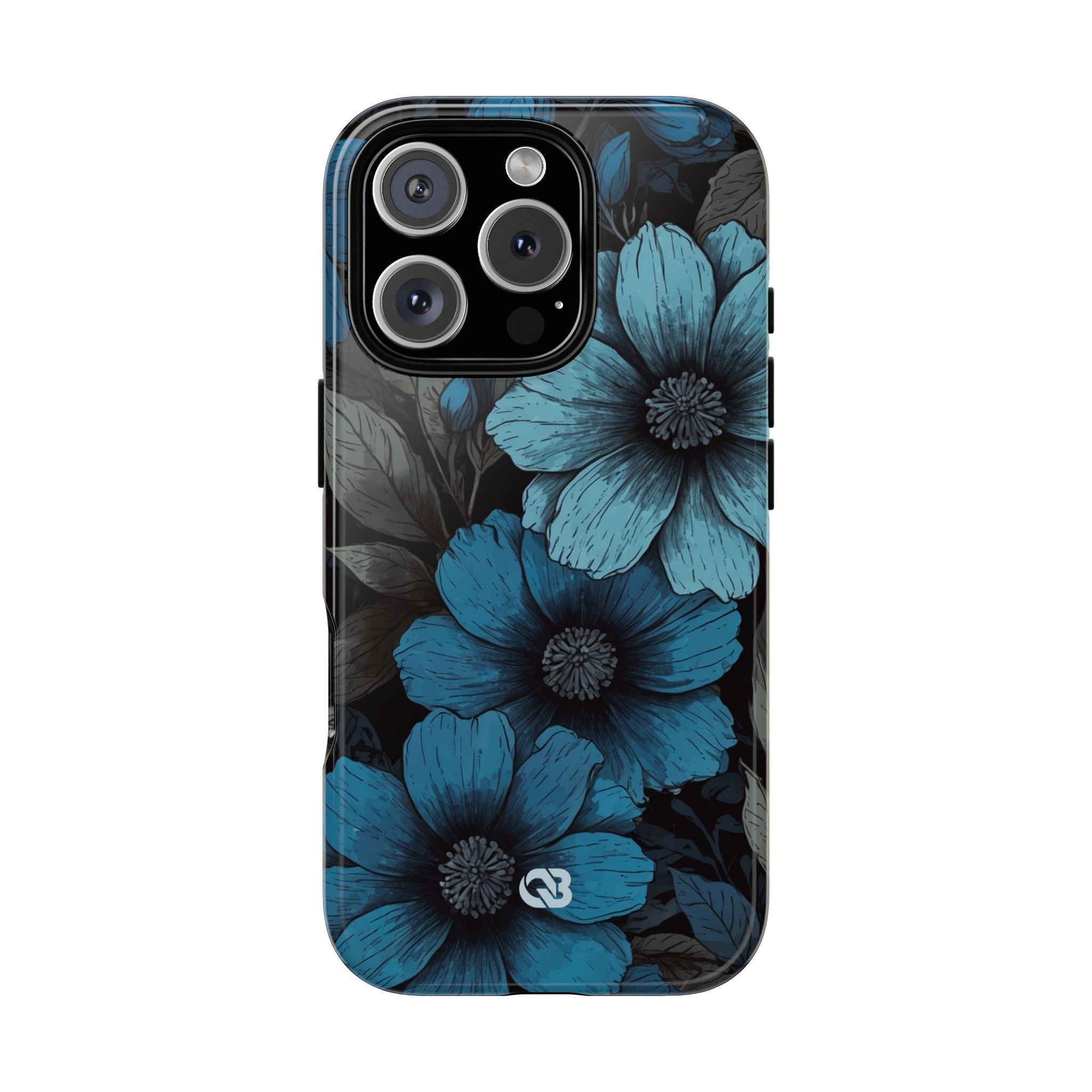 Obsidian Blue Petals · Coque de téléphone Tough pour iPhone