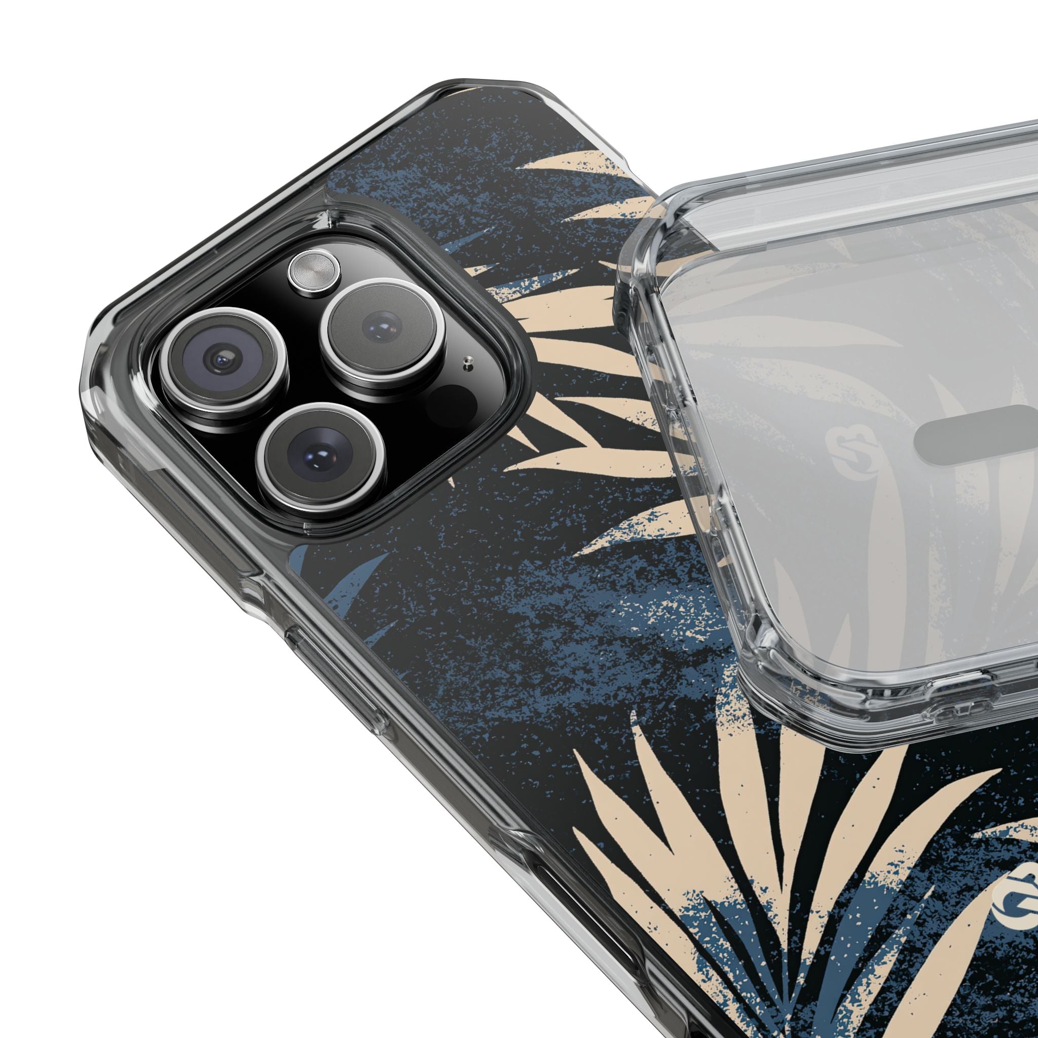 Blue Impact MagSafe Phone Case for iPhone - Midnight Indigo Palm