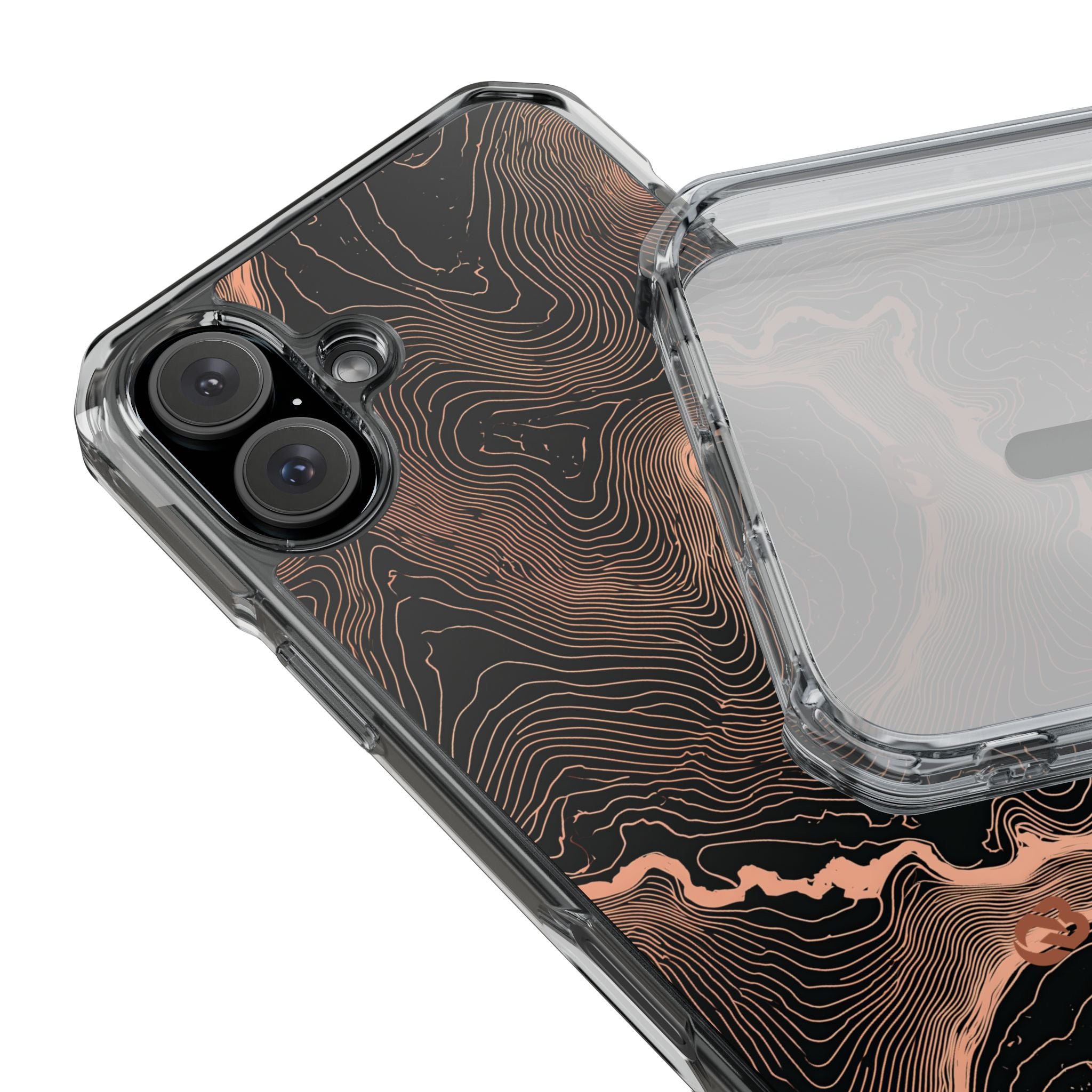Orange Impact MagSafe Phone Case for iPhone - Salmon Ridge Topo