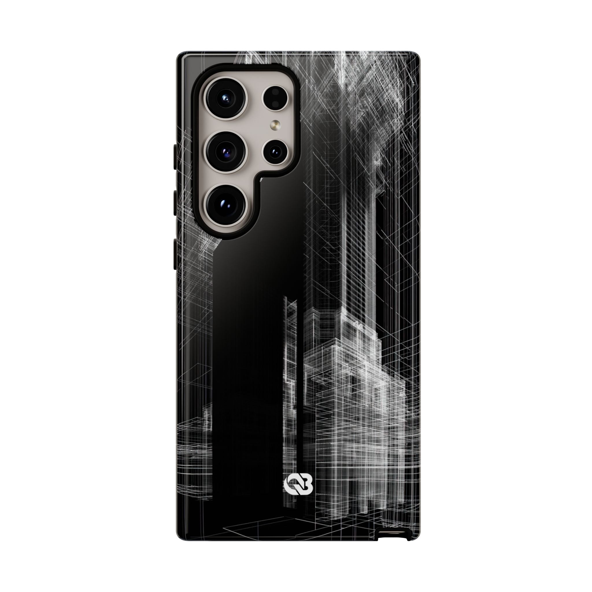 Black Tough Phone Case for Samsung - Ghost Urban Wireframe