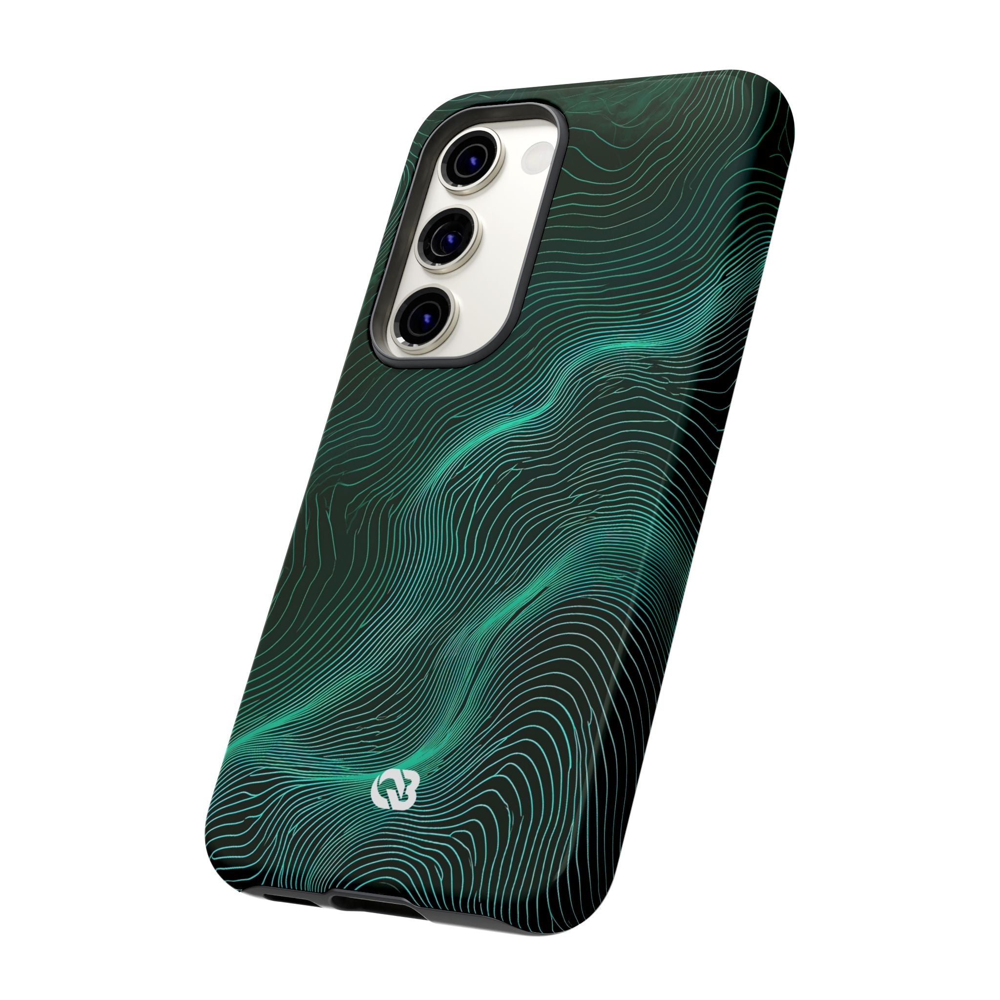 Teal Tough Phone Case for Samsung - Neon Jade Contour