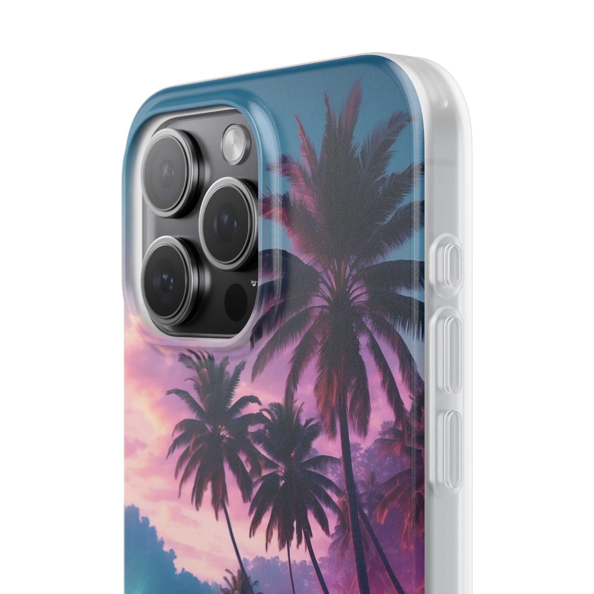 Neon Shore Palms · Soft Phone Case for iPhone