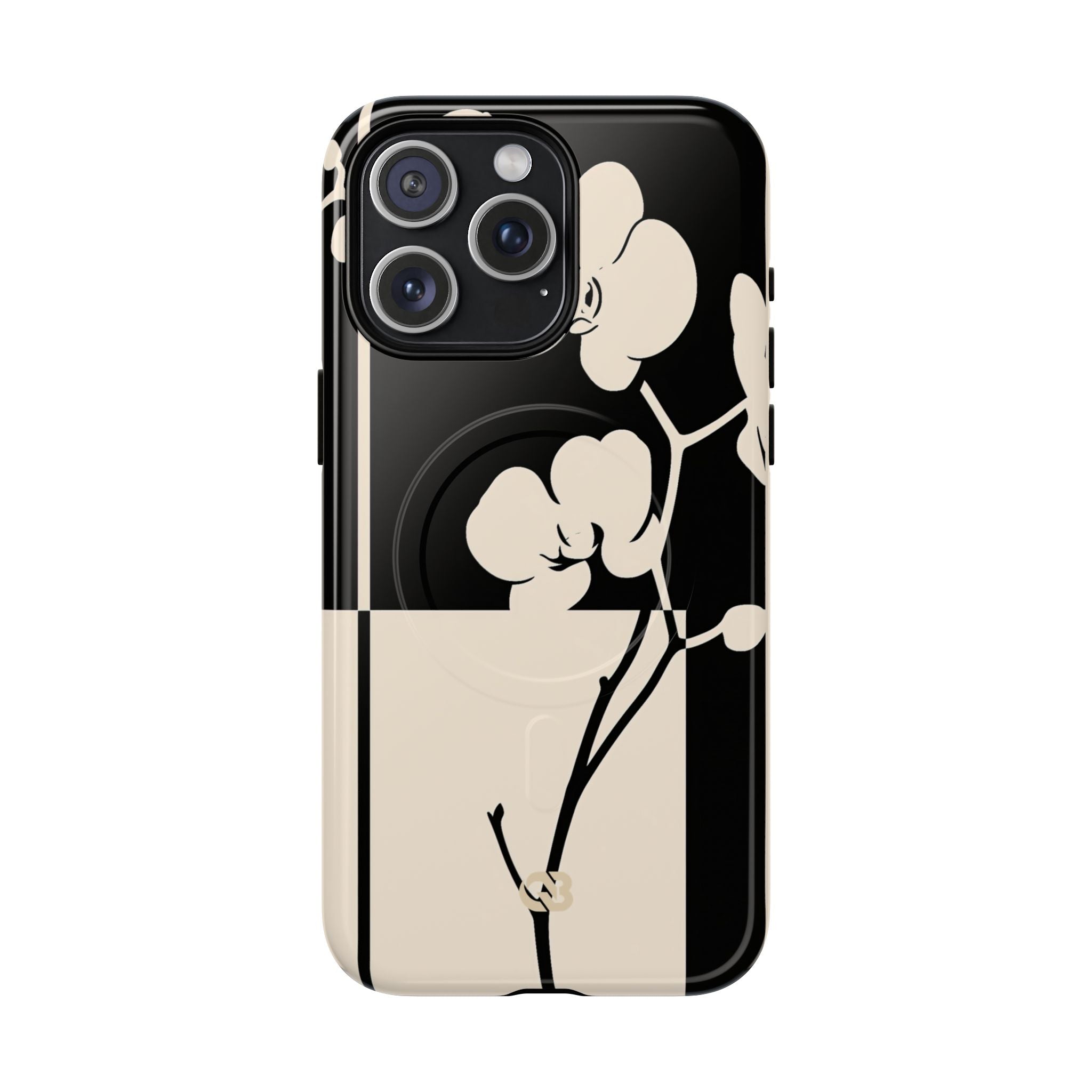 Beige Tough 2.0 Magsafe Phone Case for iPhone - Nocturnal Orchid Frame