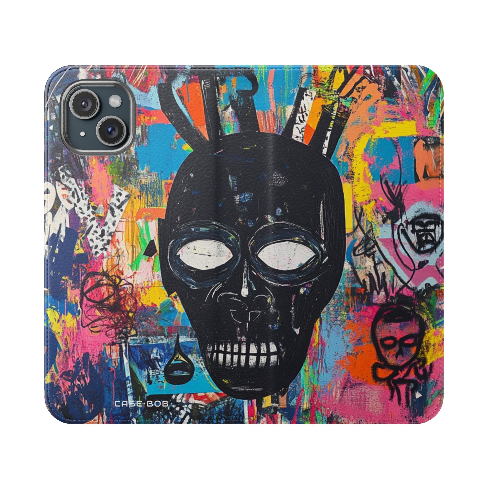 Neon Skull Burst - iPhone 15 Plus Case - Wallet
