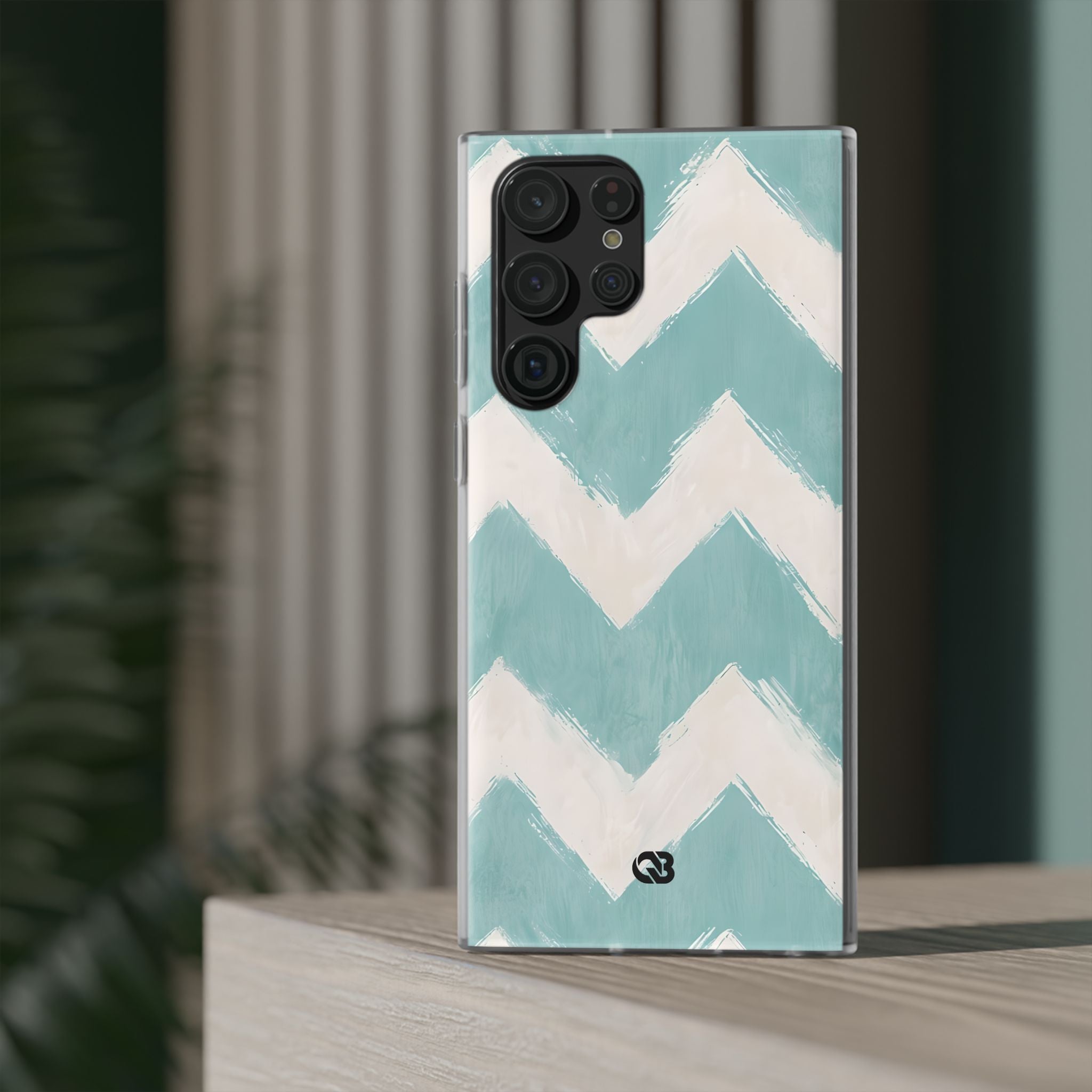 Teal Painted Chevron · Soft Phone Case for Samsung