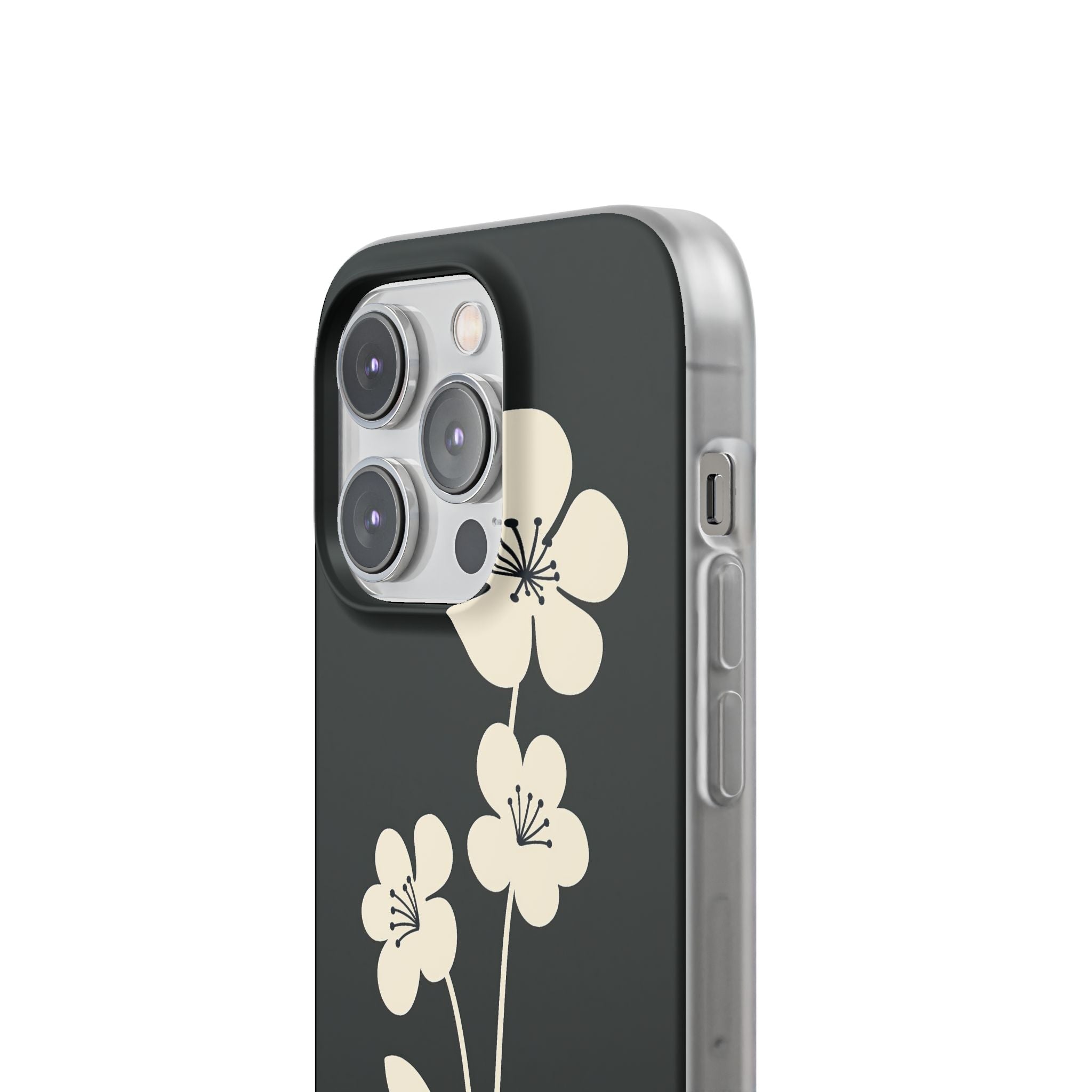 Black Lite Phone Case for iPhone - Obsidian Cream Bloom