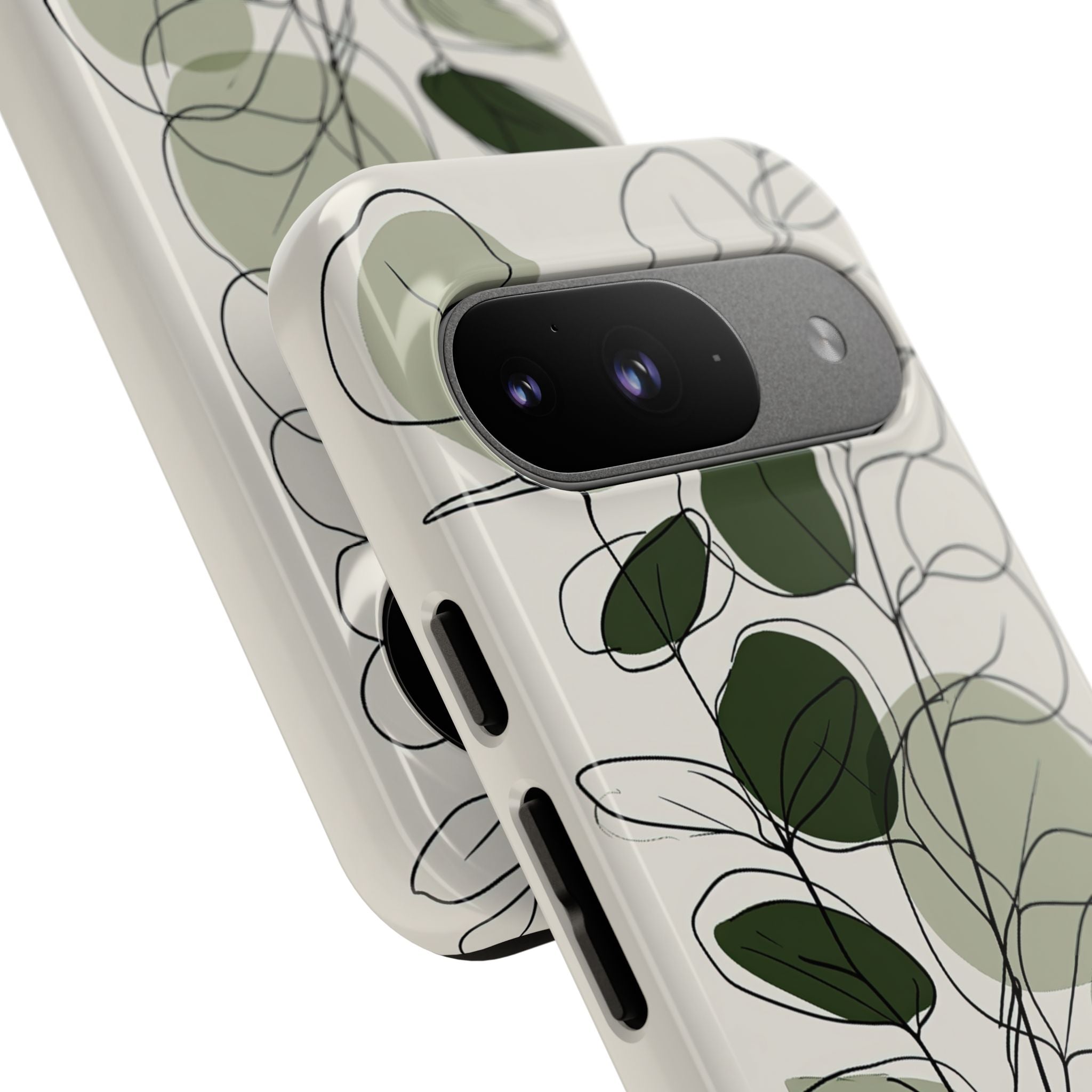 Green Tough Phone Case for Google Pixel - Muted Eucalyptus Sketch