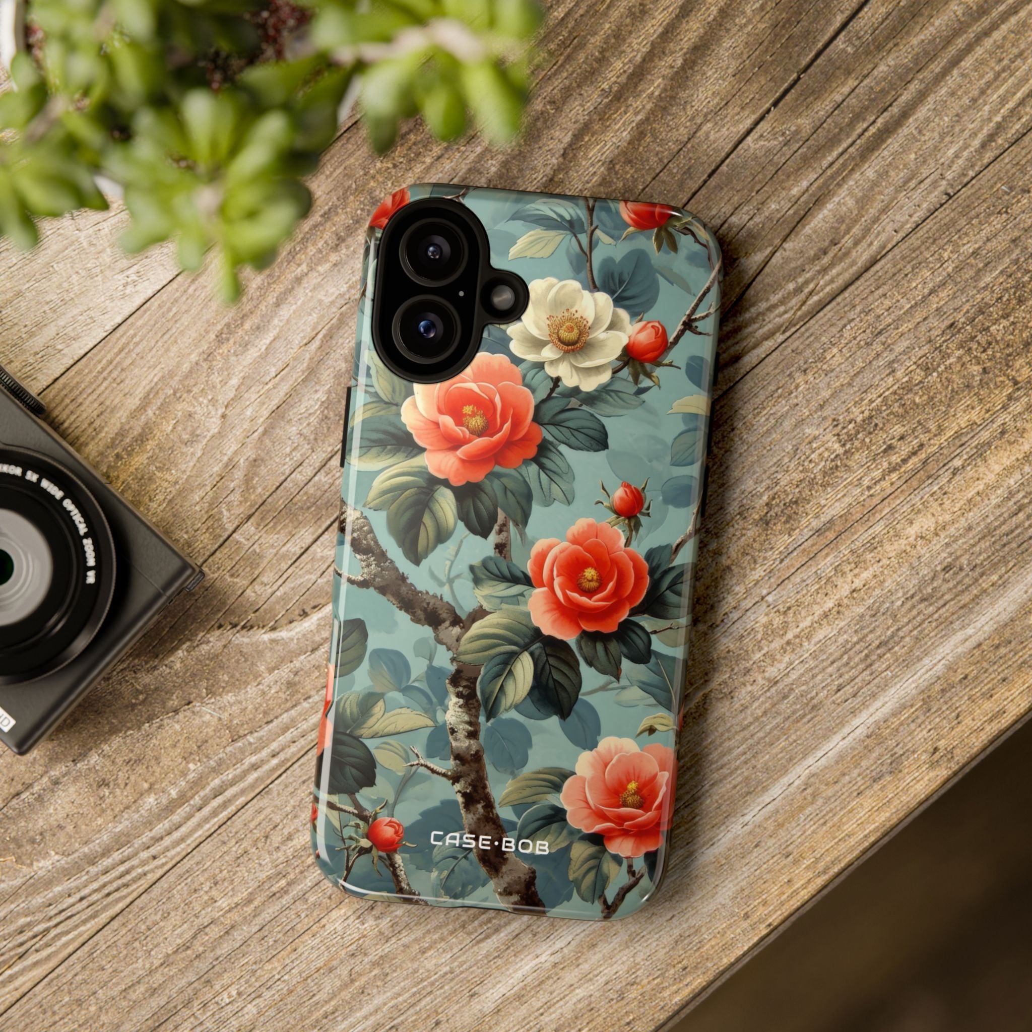 Coral Camellia Bloom iPhone 16 Plus Case - Tough