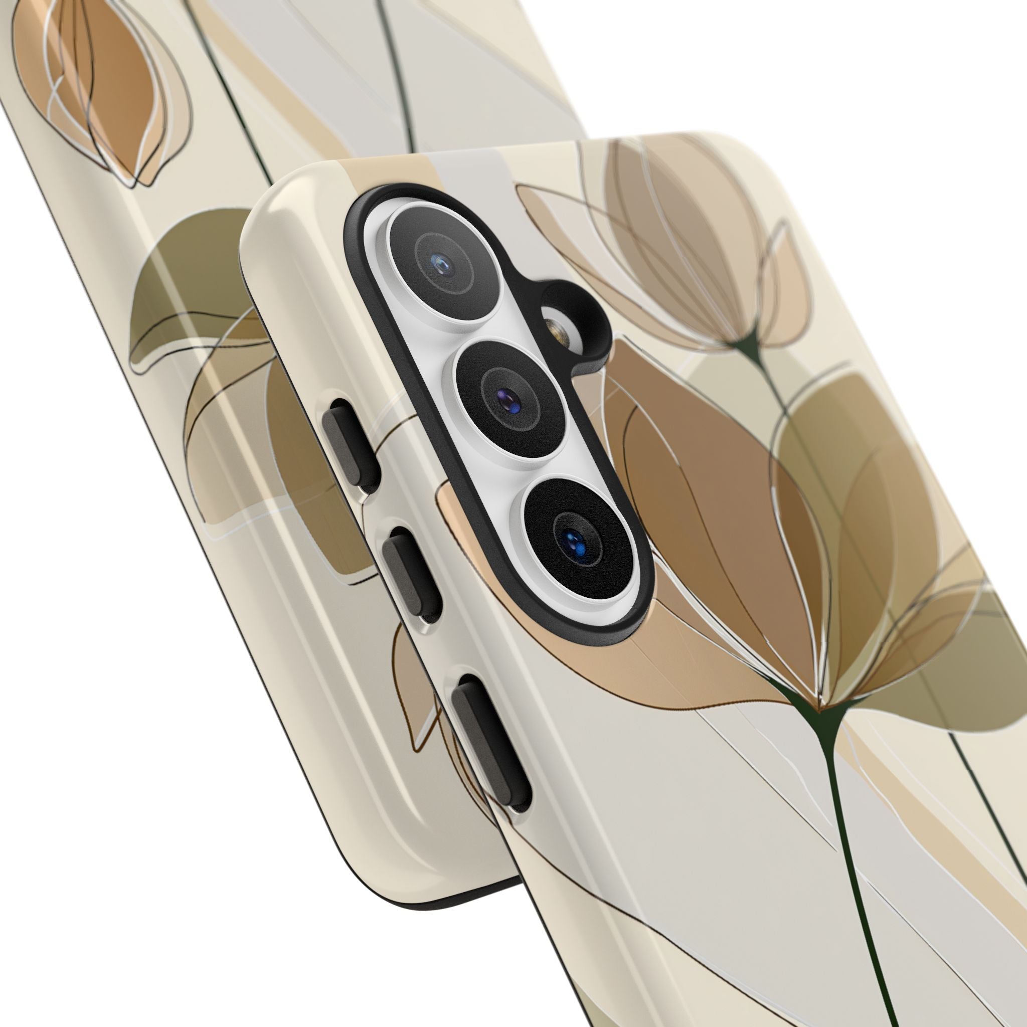 Beige Tough Phone Case for Samsung - Muted Ochre Petals