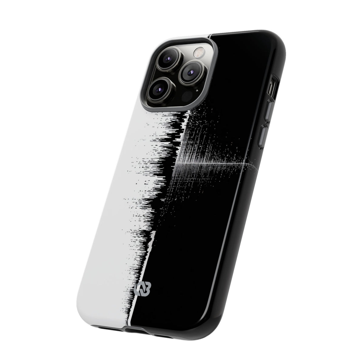 Black Tough Phone Case for iPhone - Static Signal Split