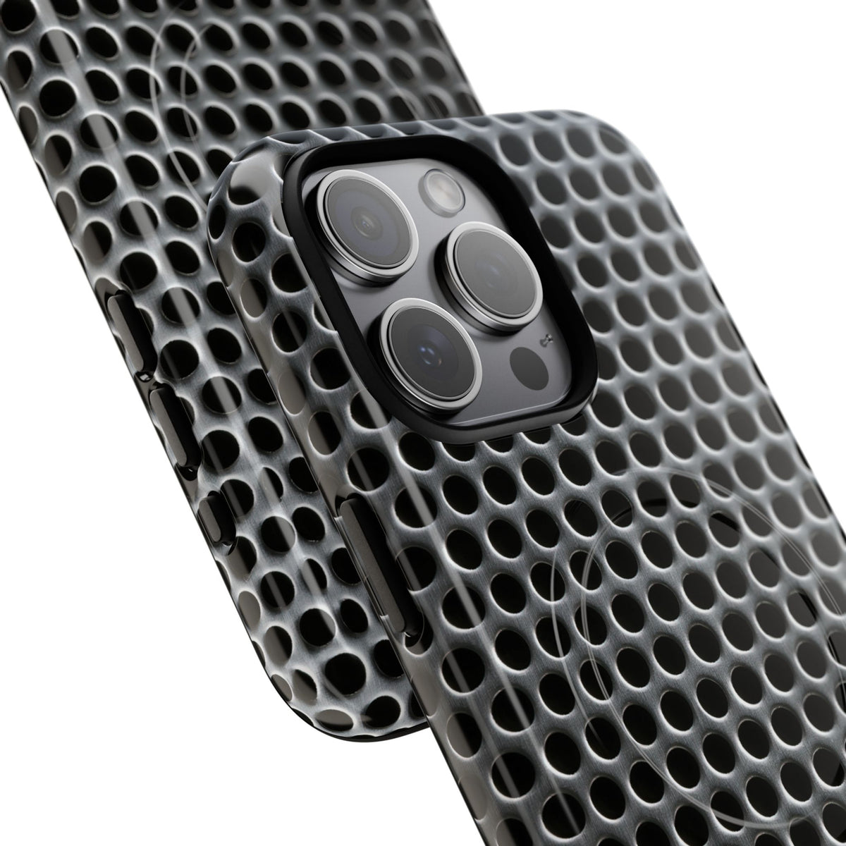 Brushed Perforated Steel · Tough 2.0 Magnetic Phone Case for iPhone · Silver