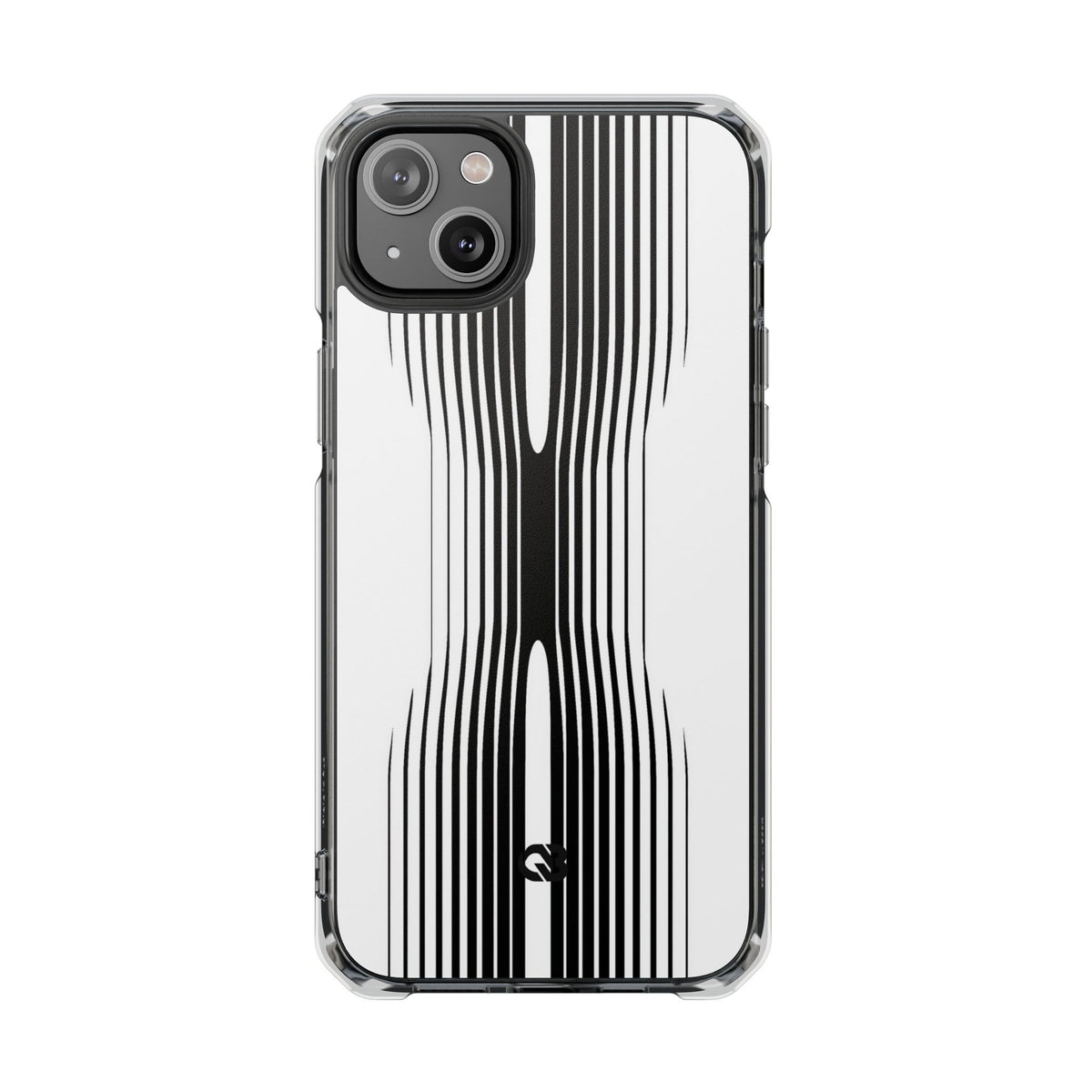 White Impact MagSafe Phone Case for iPhone - Kinetic Mono Distortion