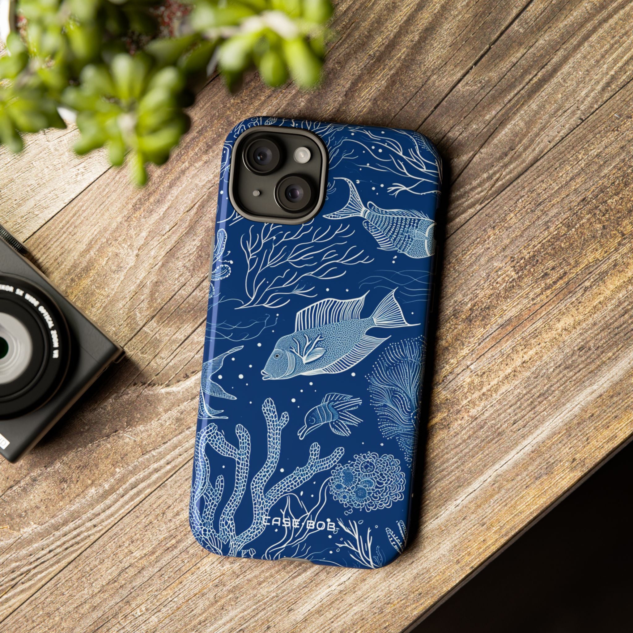 Navy Scale Reef iPhone 15 Plus Case - Tough