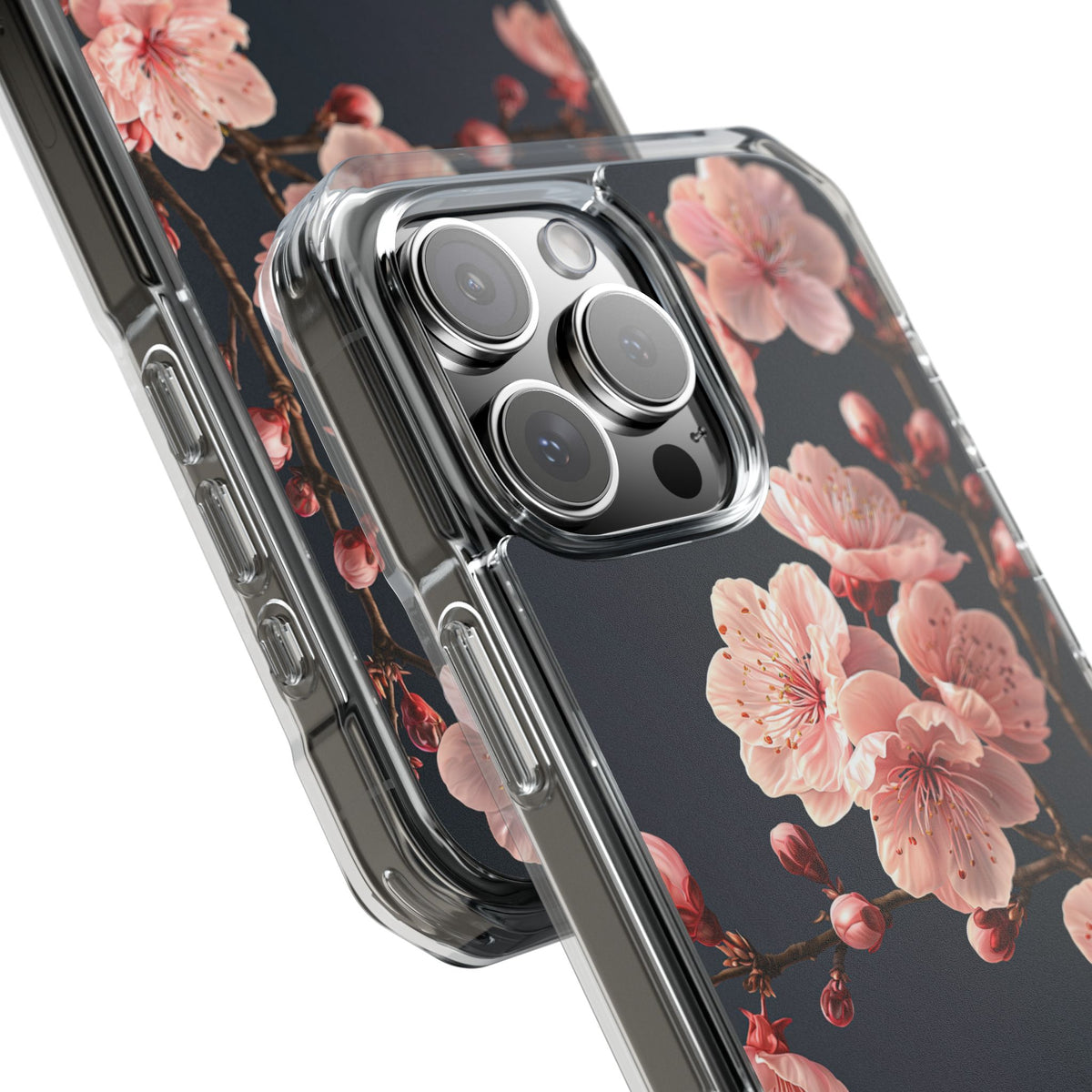 Midnight Sakura Bloom · Clear Impact Magnetic Phone Case for iPhone · Pink