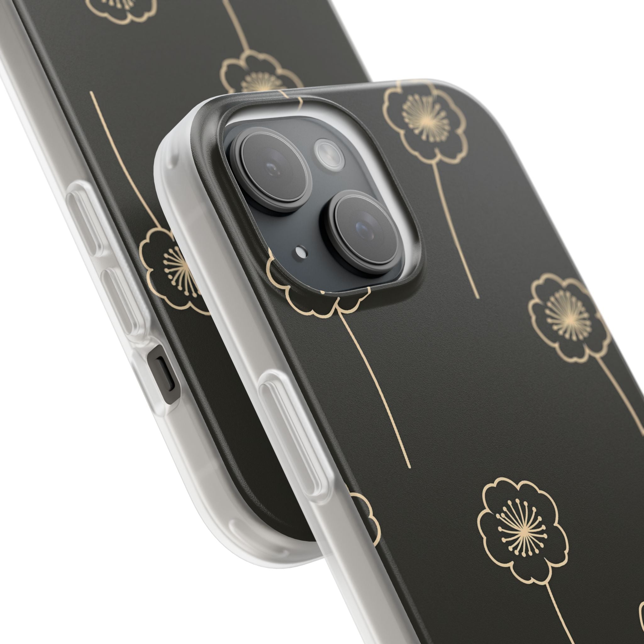 Black Lite Phone Case for iPhone - Obsidian Sand Petals