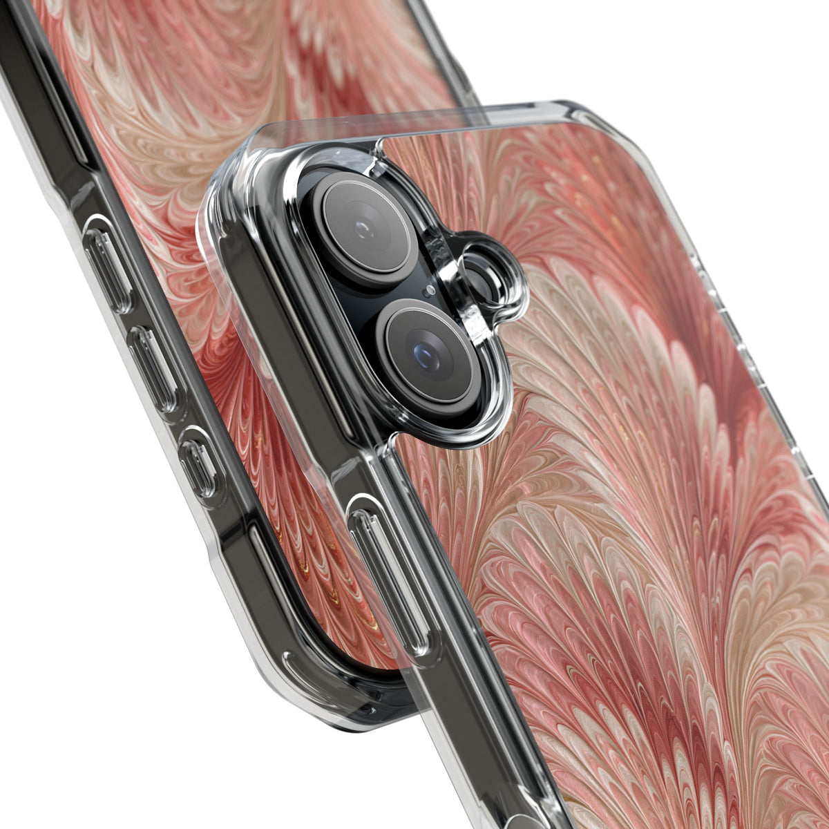 Blush Petal Plume · Clear Impact Magnetic Phone Case for iPhone · Pink