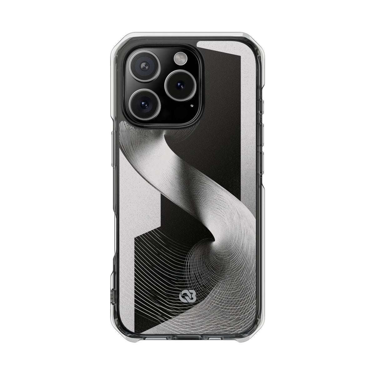 Grey Impact MagSafe Phone Case for iPhone - Obsidian Moiré Wave