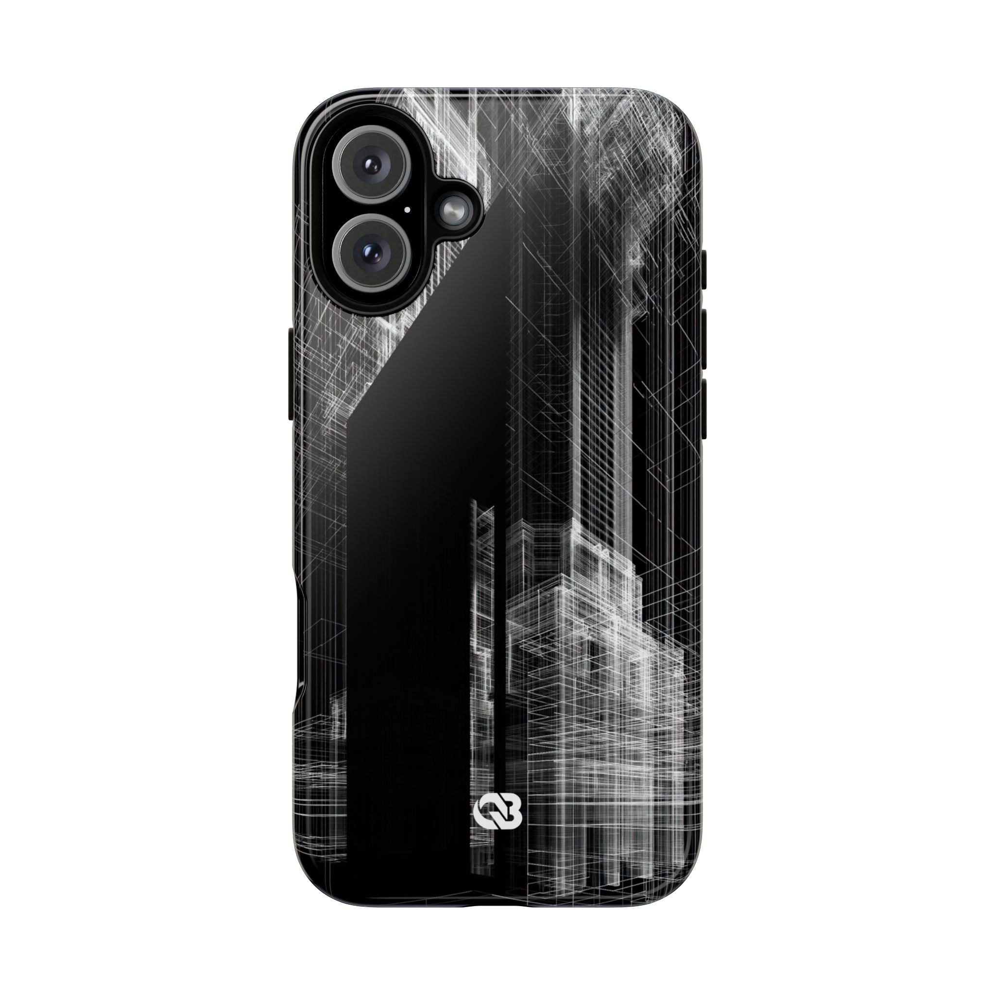 Black Tough Phone Case for iPhone - Ghost Urban Wireframe