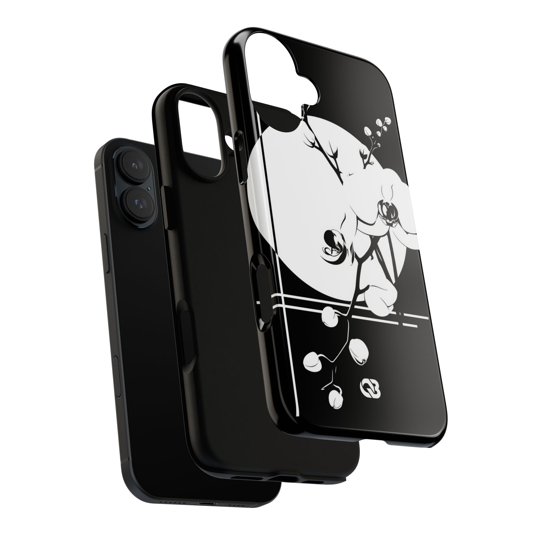 Black Tough Phone Case for iPhone - Lunar Orchid Grid