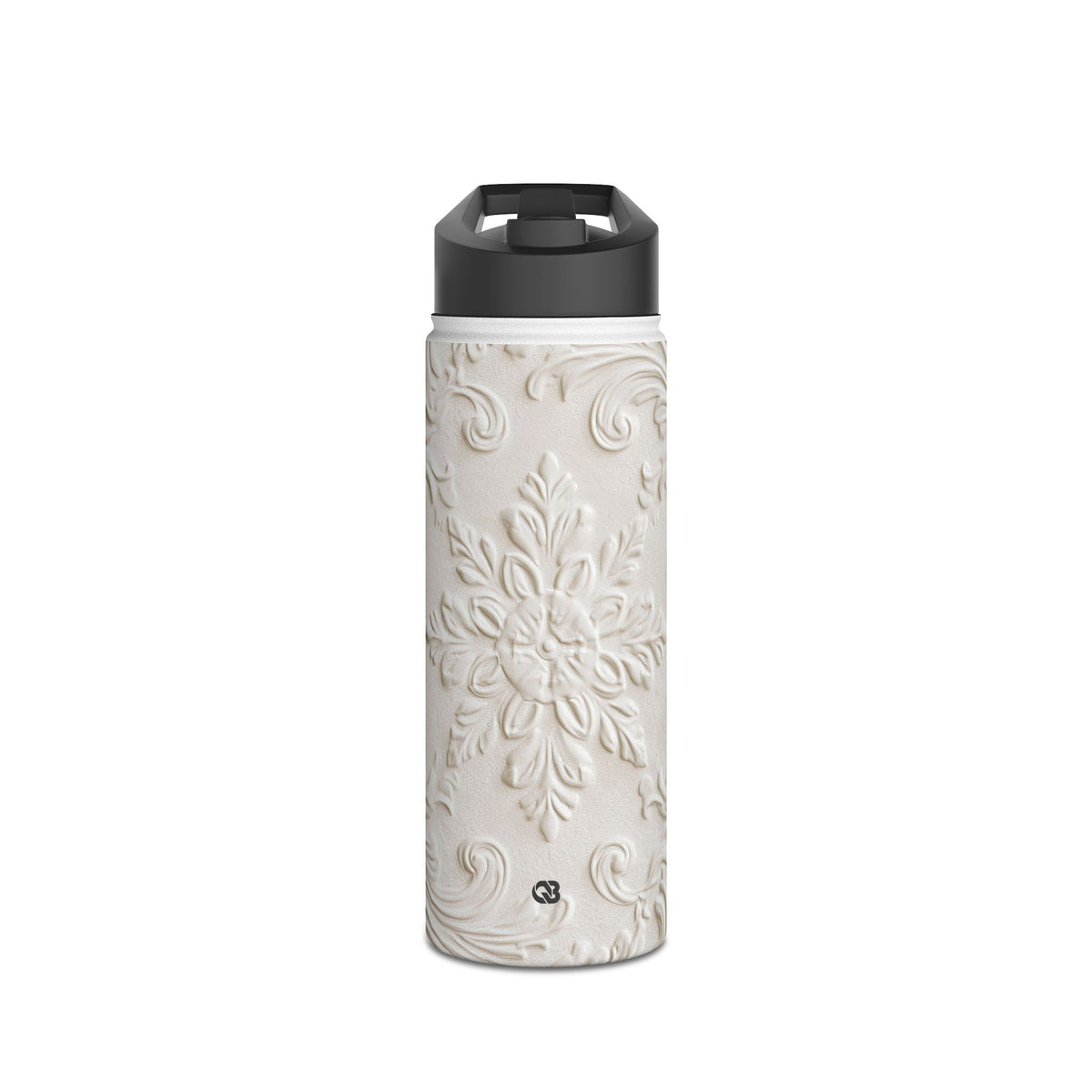 Ivory Baroque Relief · Insulated Water Bottle · White