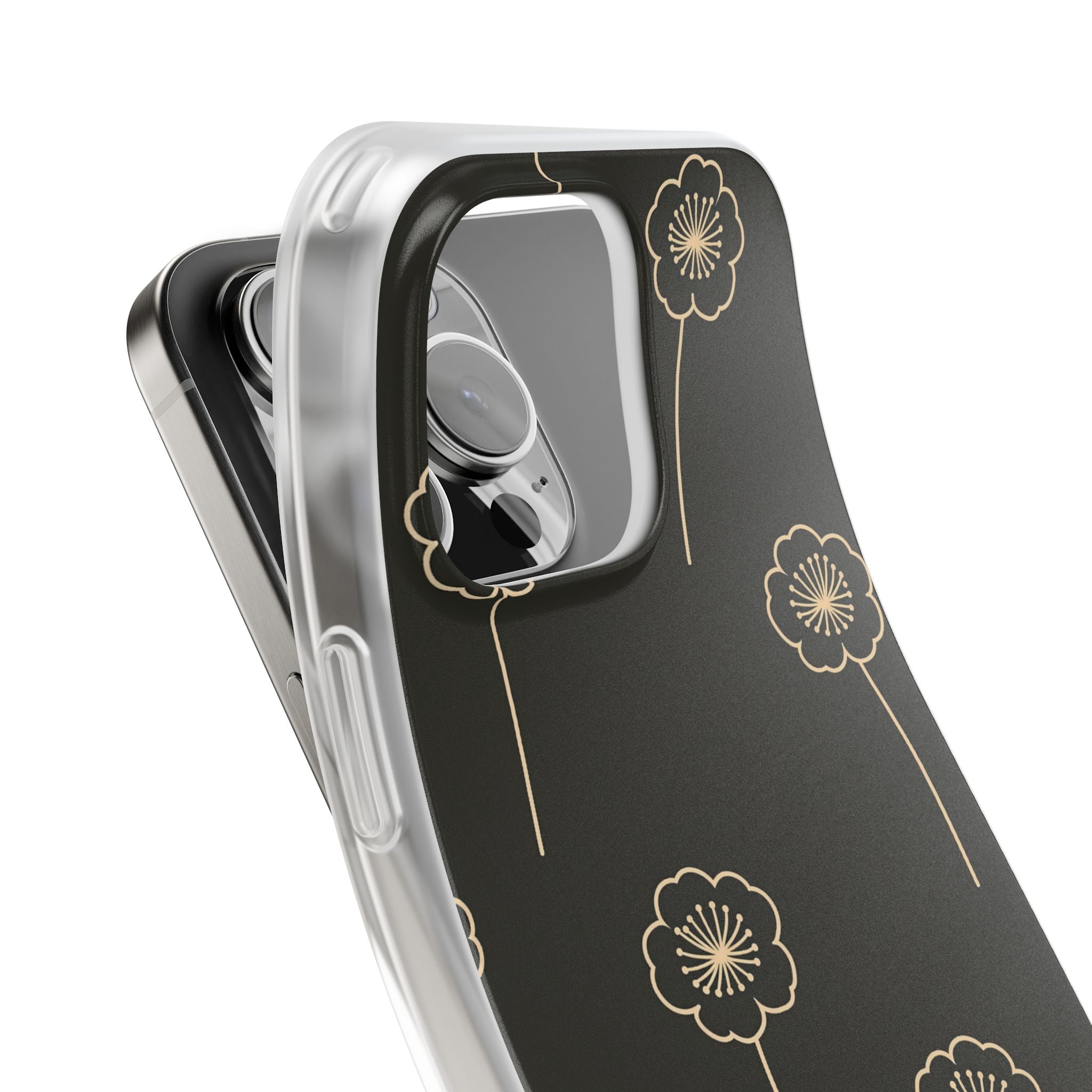 Black Lite Phone Case for iPhone - Obsidian Sand Petals