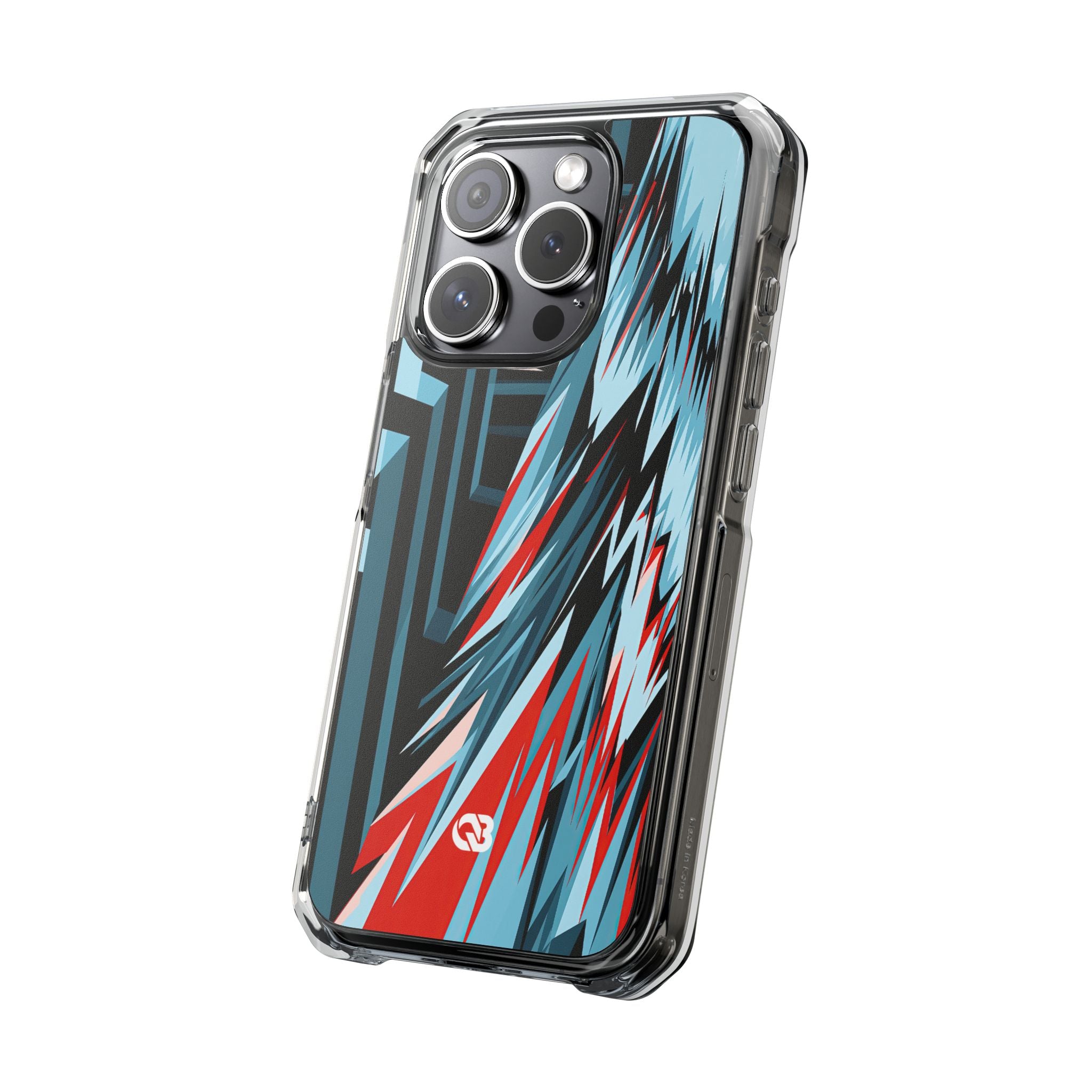Blue Impact MagSafe Phone Case for iPhone - Glitch Peak Cyan