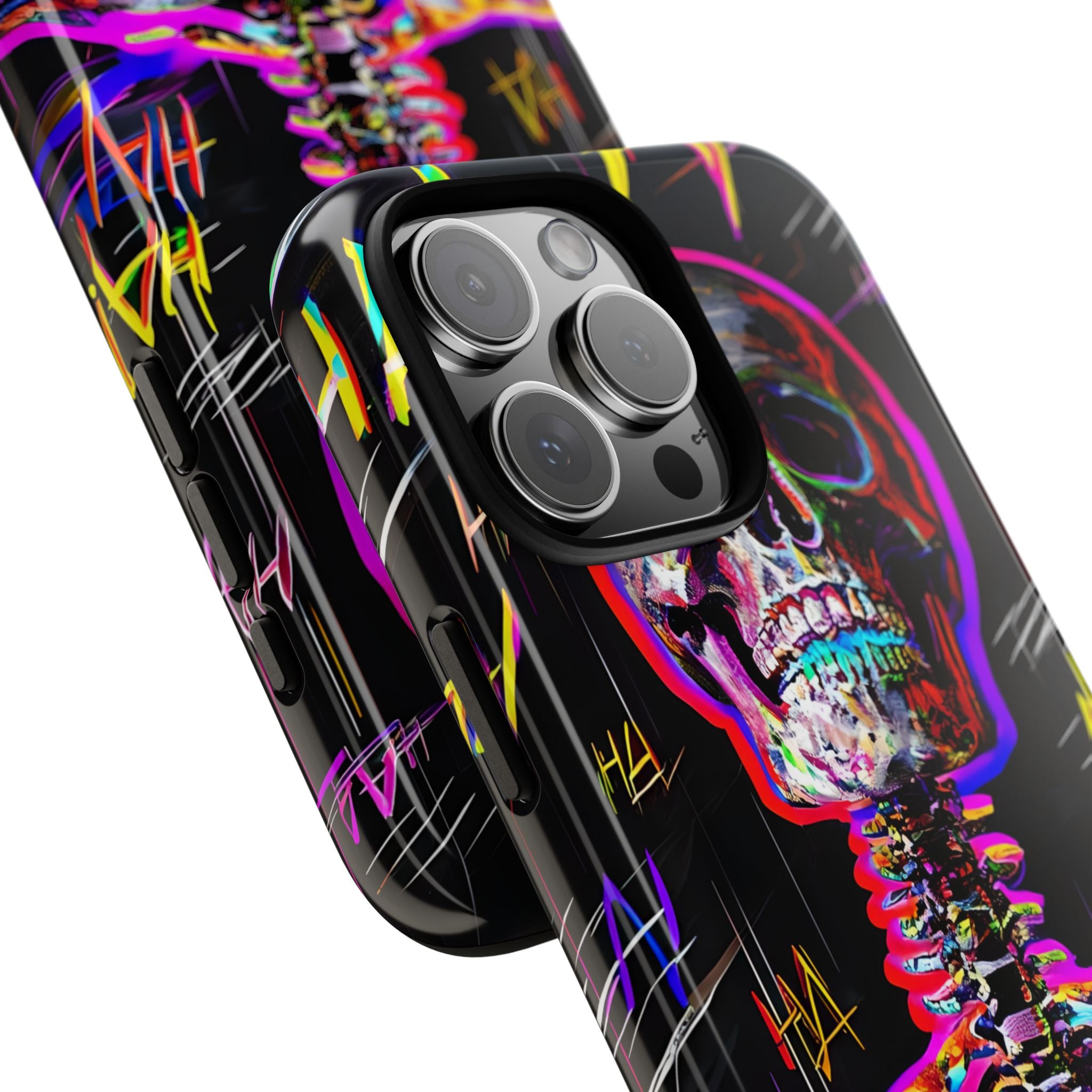 Neon Glitch Skeleton · Tough Handyhülle für iPhone