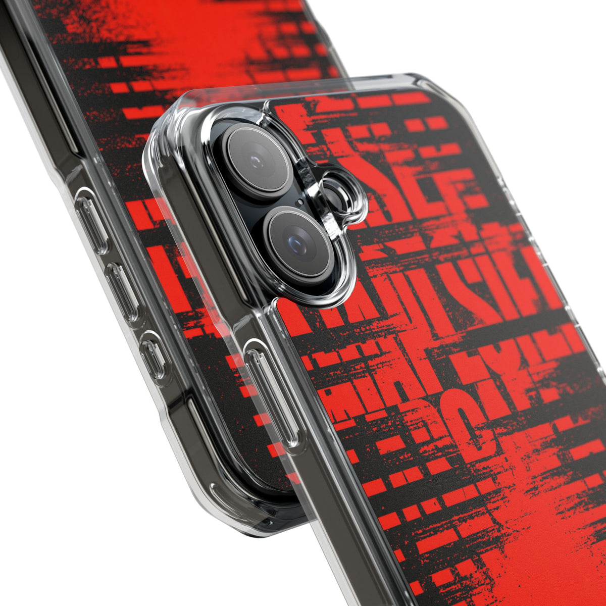 Crimson Redaction · Clear Impact Magnetic Phone Case for iPhone · Black