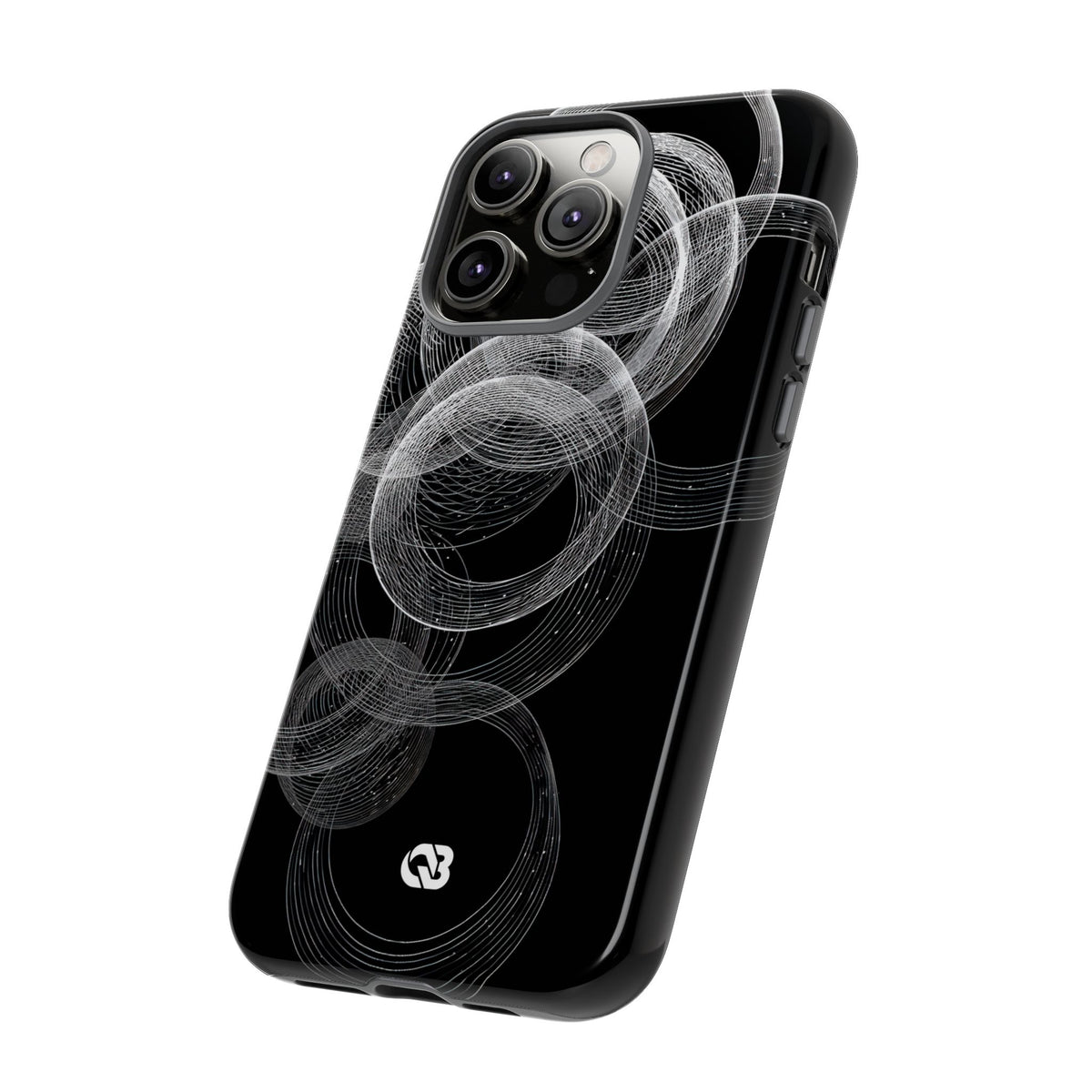 Black Tough Phone Case for iPhone - Kinetic Wireframe Orbit