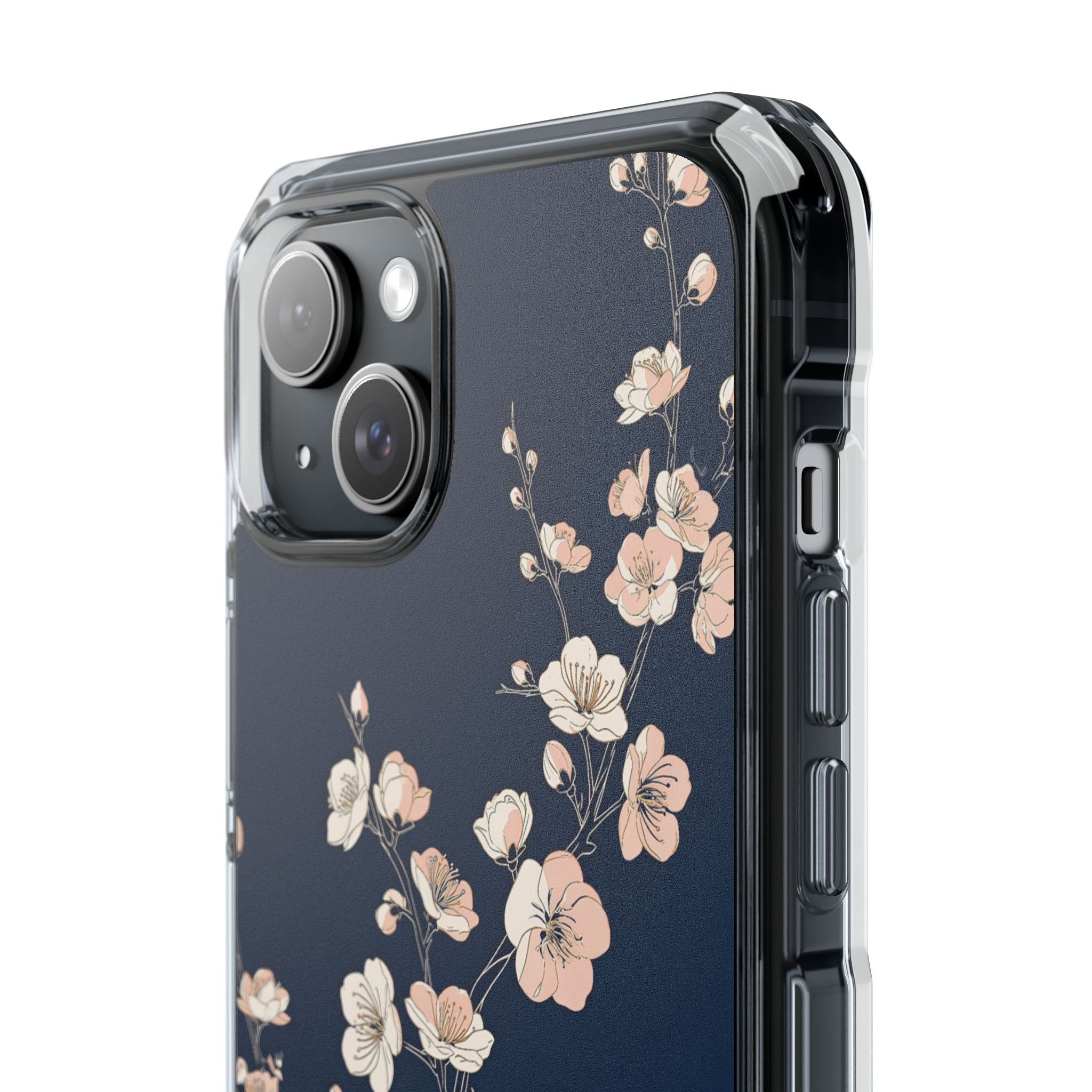Blue Impact MagSafe Phone Case for iPhone - Midnight Peach Sakura