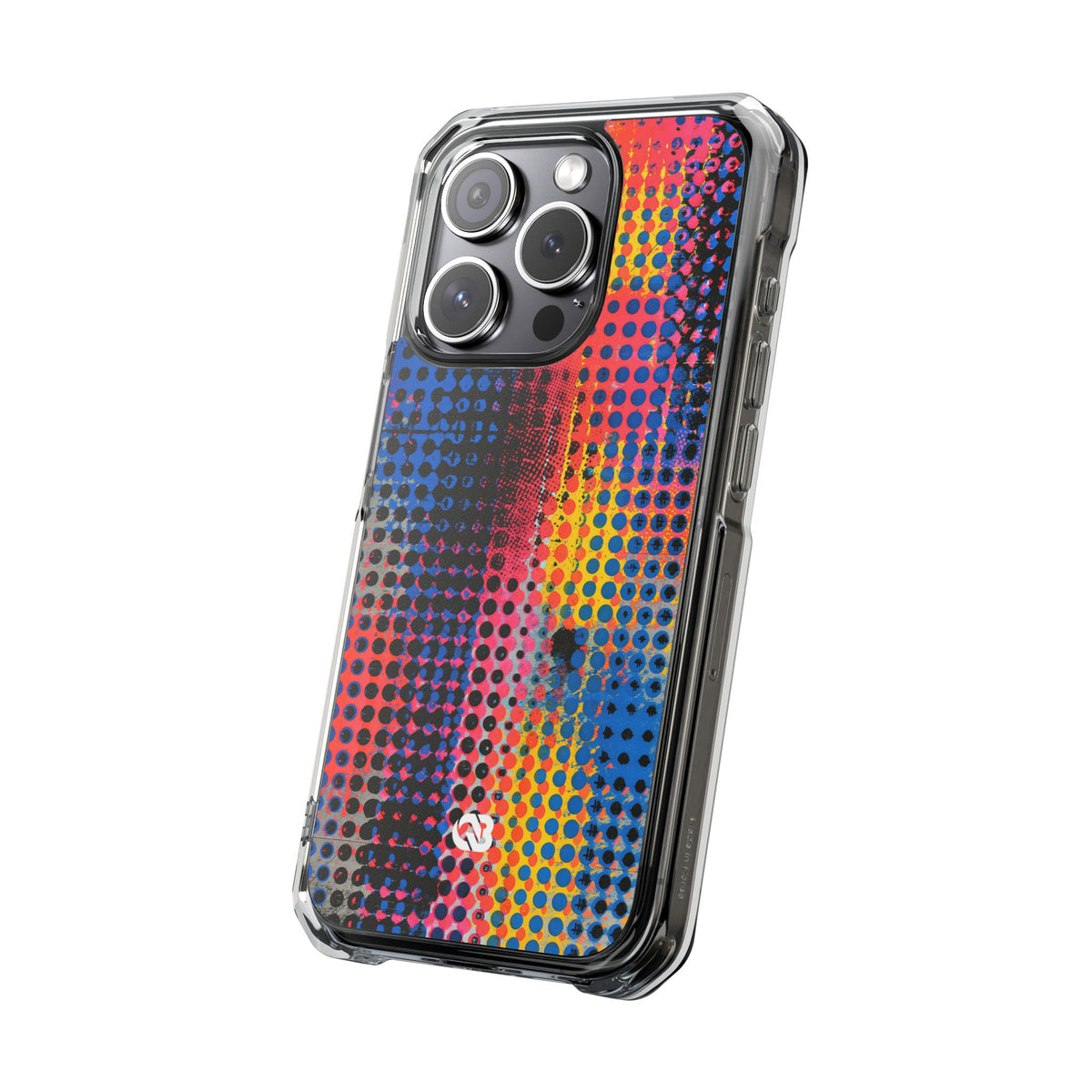Chromatic Halftone Grid · Clear Impact Magnetic Phone Case for iPhone · Blue