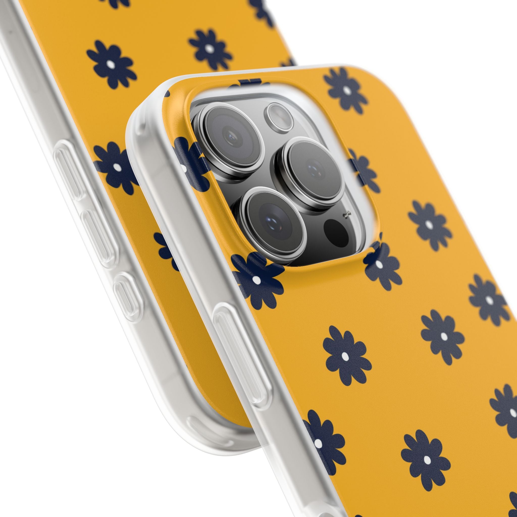 Navy Daisy Mustard · Soft Phone Case for iPhone