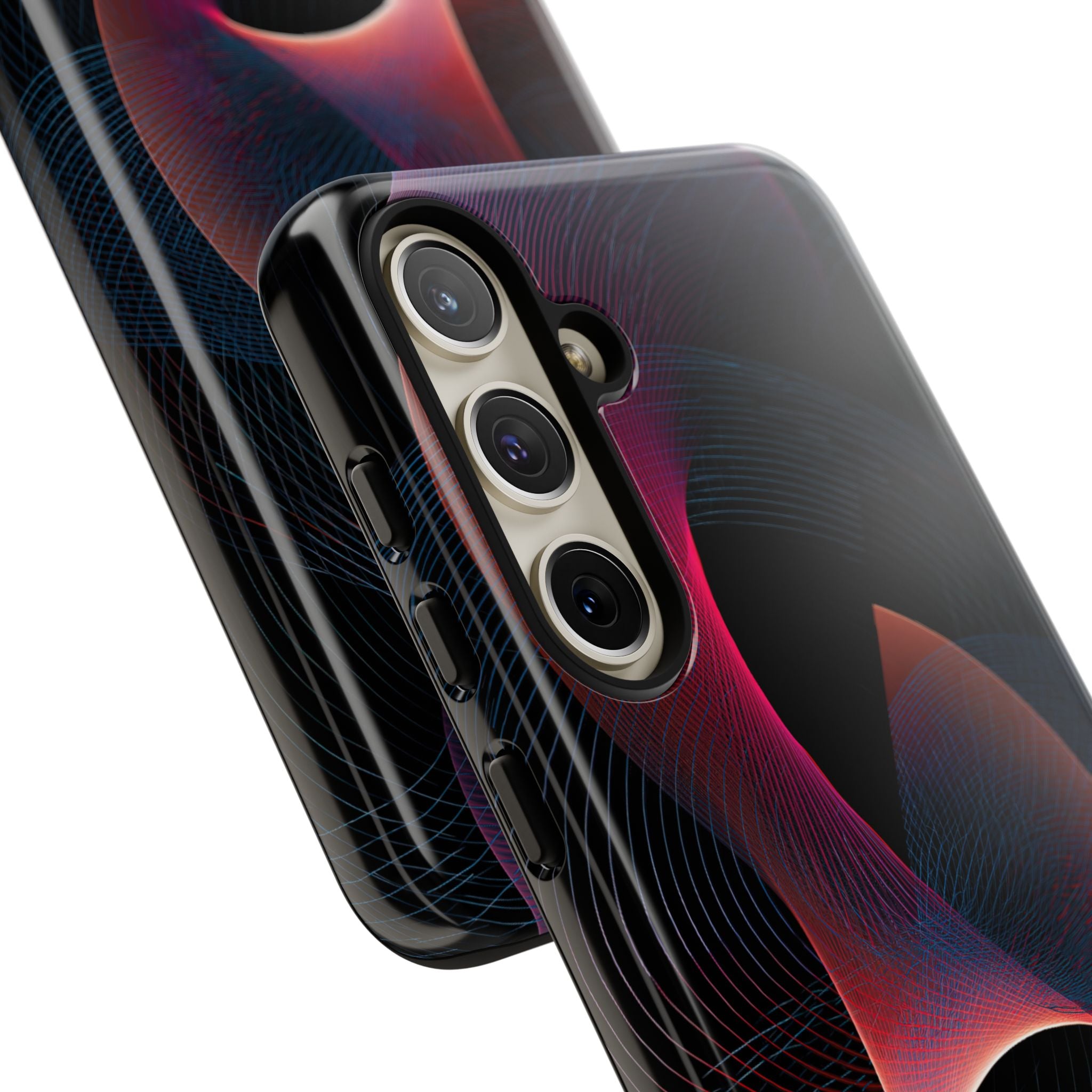 Black Tough Phone Case for Samsung - Cobalt Crimson Flux