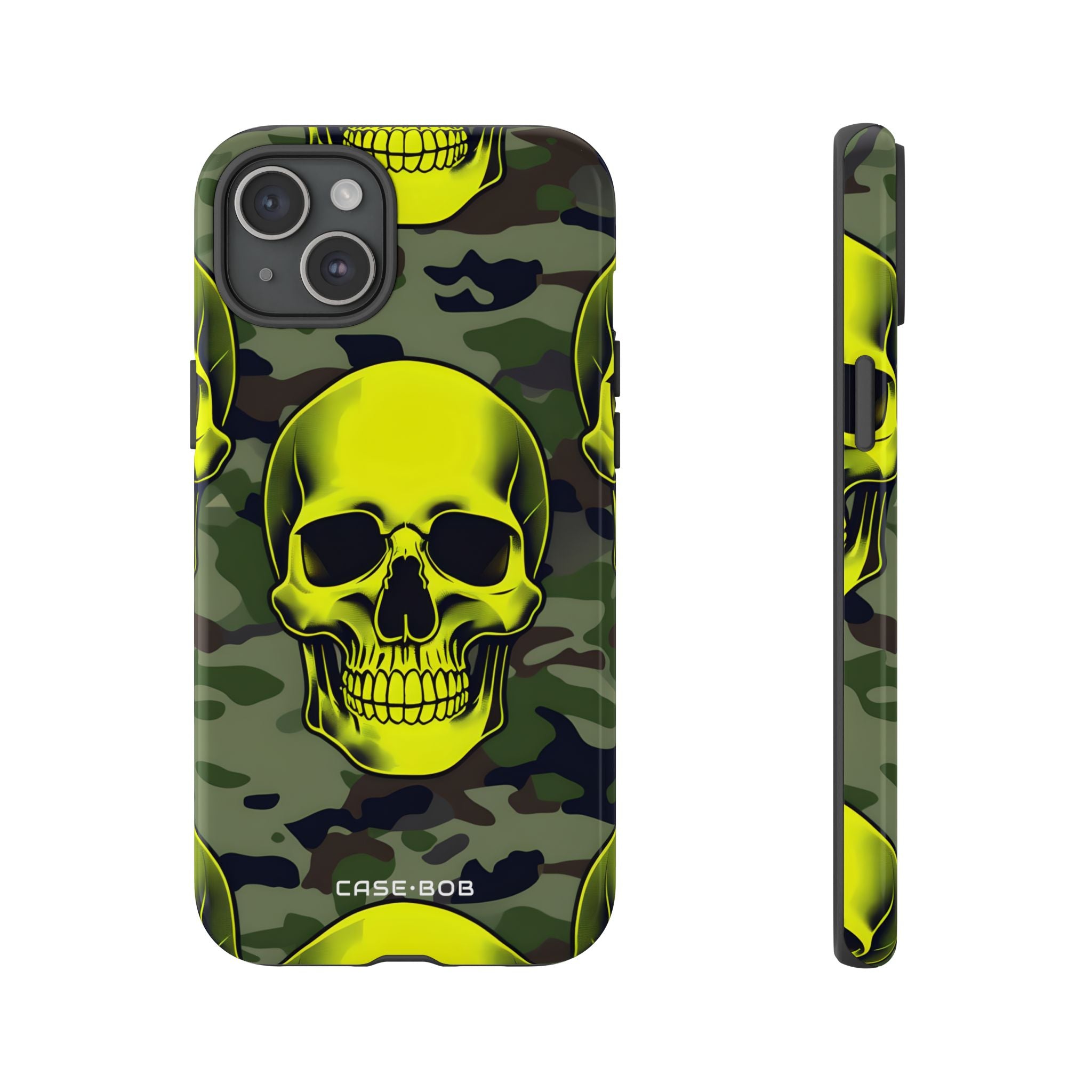 Neon Skull Camo iPhone 15 Plus Cover - Tough